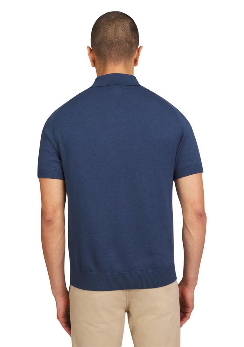 Mens Short Sleeve Vertical Ottoman Stripe Polo Shirt