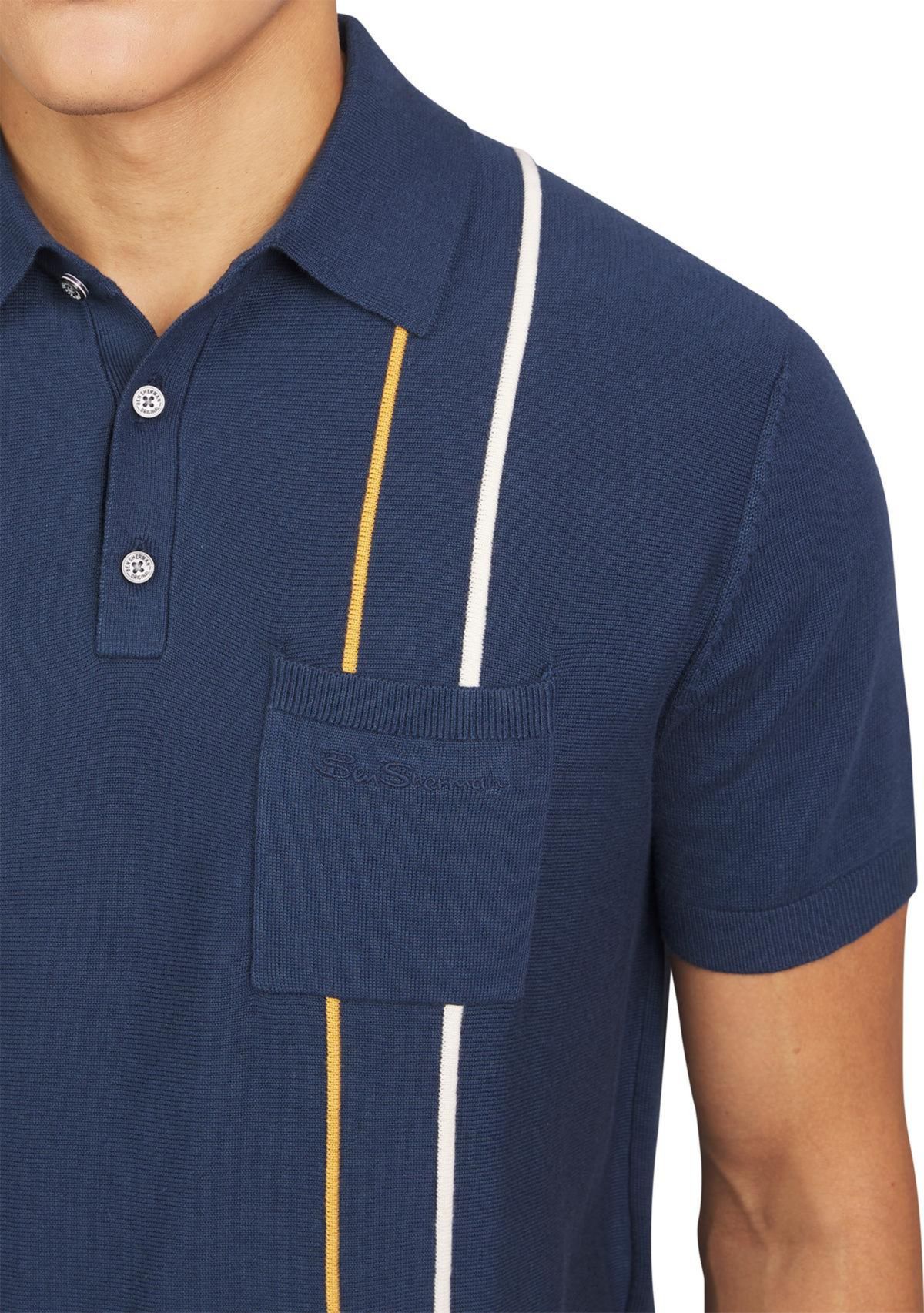 Mens Short Sleeve Vertical Ottoman Stripe Polo Shirt