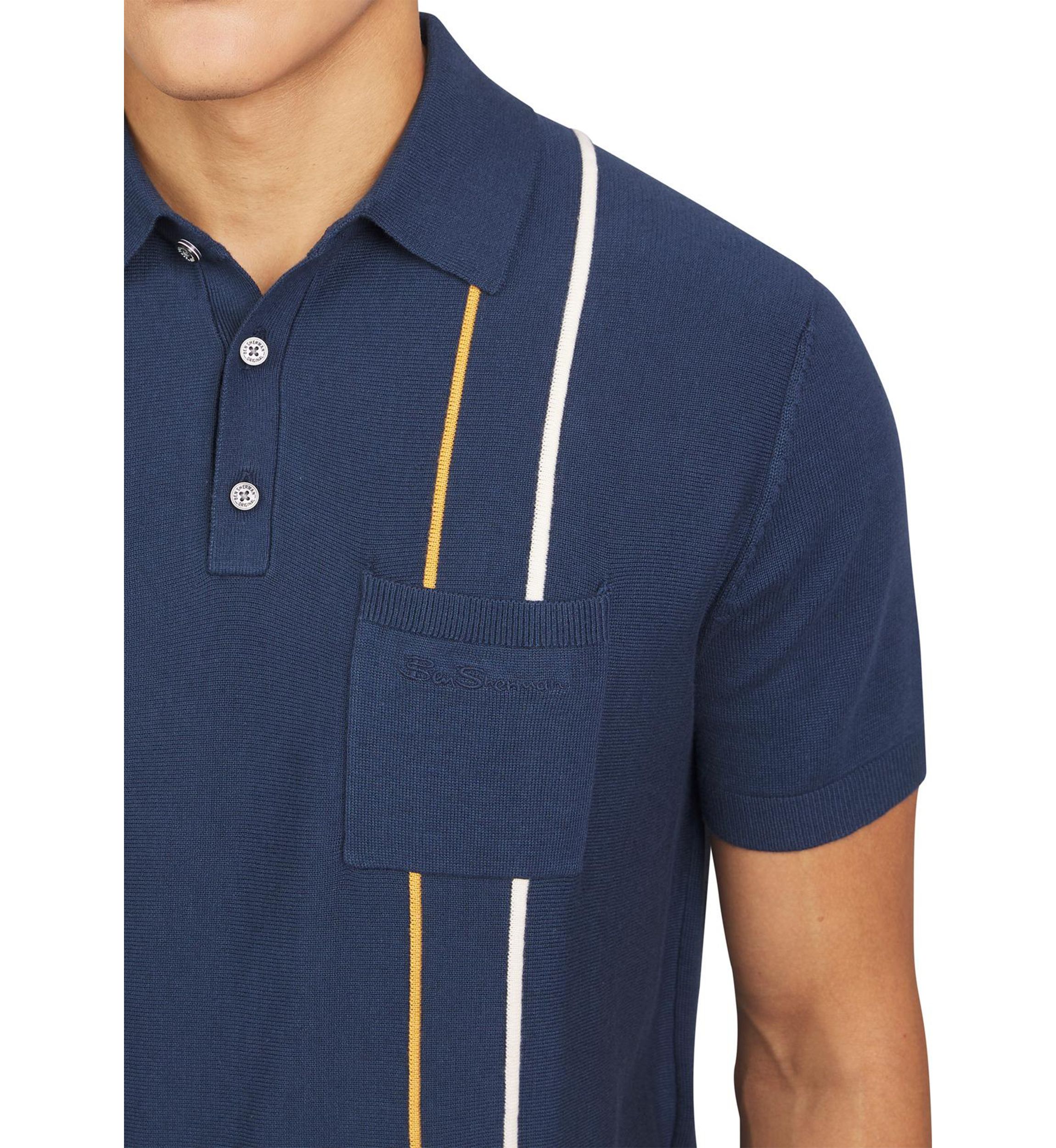 Mens Short Sleeve Vertical Ottoman Stripe Polo Shirt