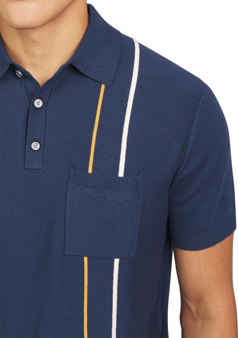 Mens Short Sleeve Vertical Ottoman Stripe Polo Shirt