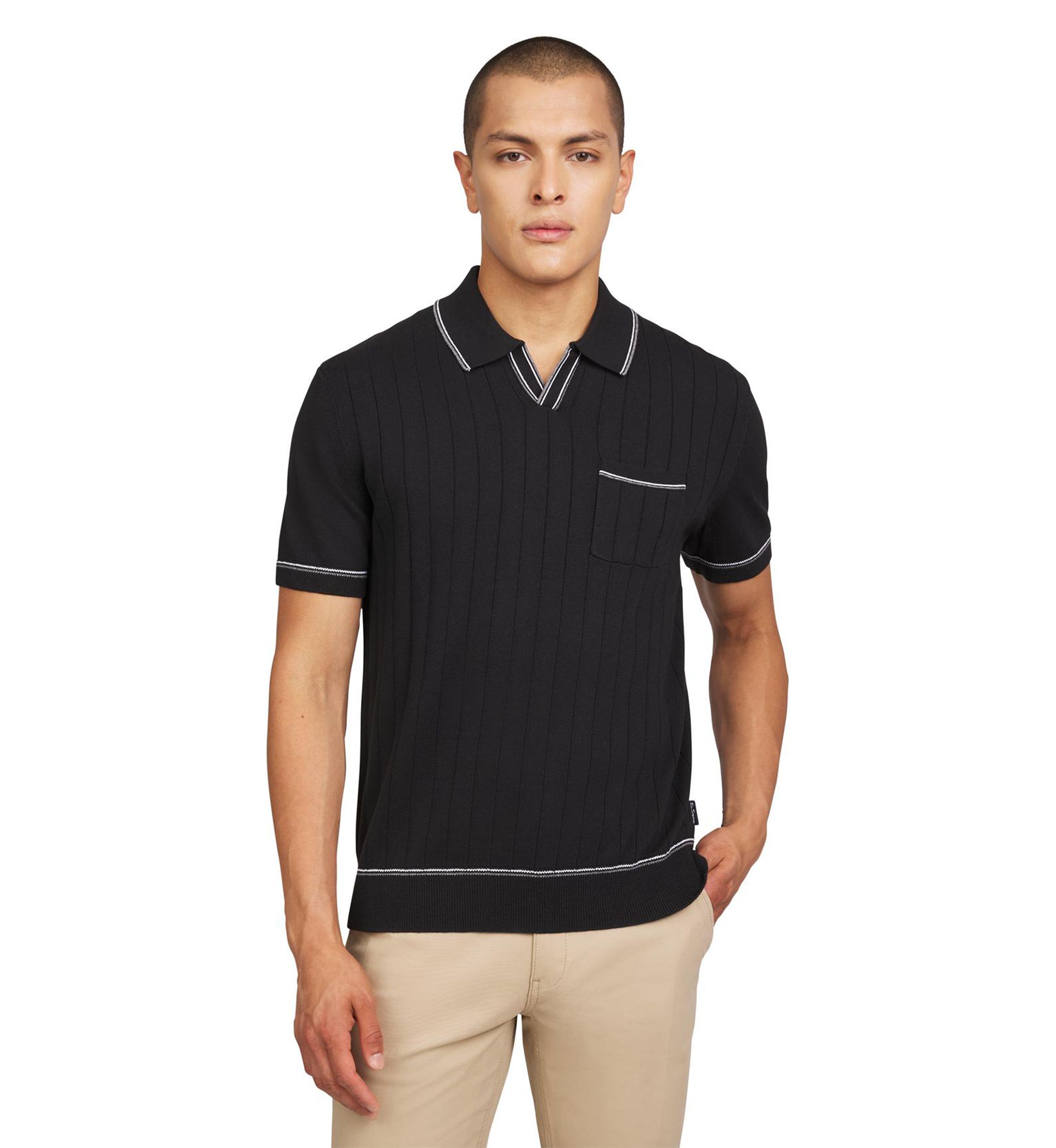 Mens Short Sleeve Drop Needle Pocket Polo Shirt