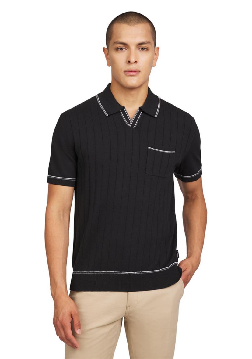 Mens Short Sleeve Drop Needle Pocket Polo Shirt