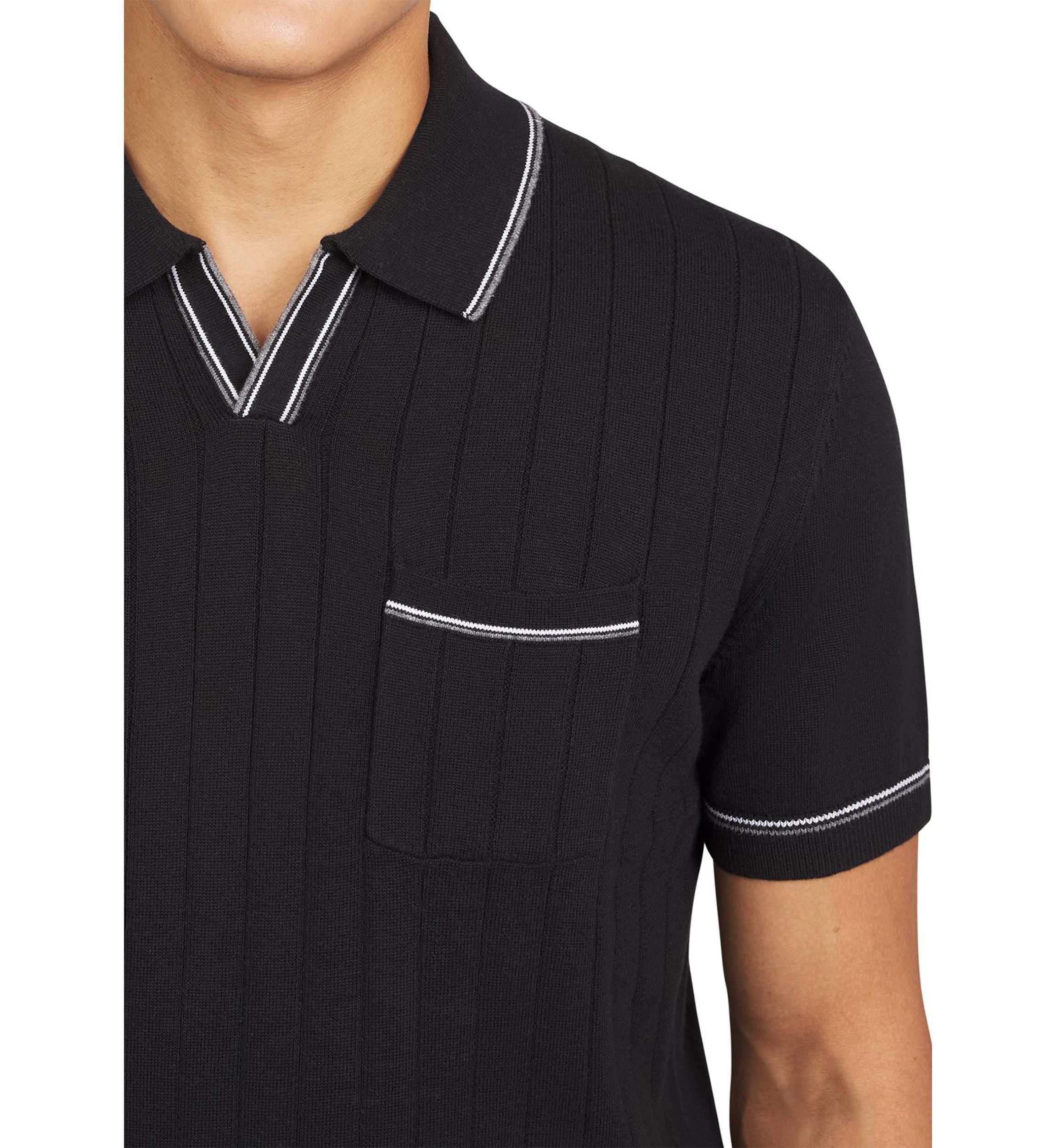 Mens Short Sleeve Drop Needle Pocket Polo Shirt