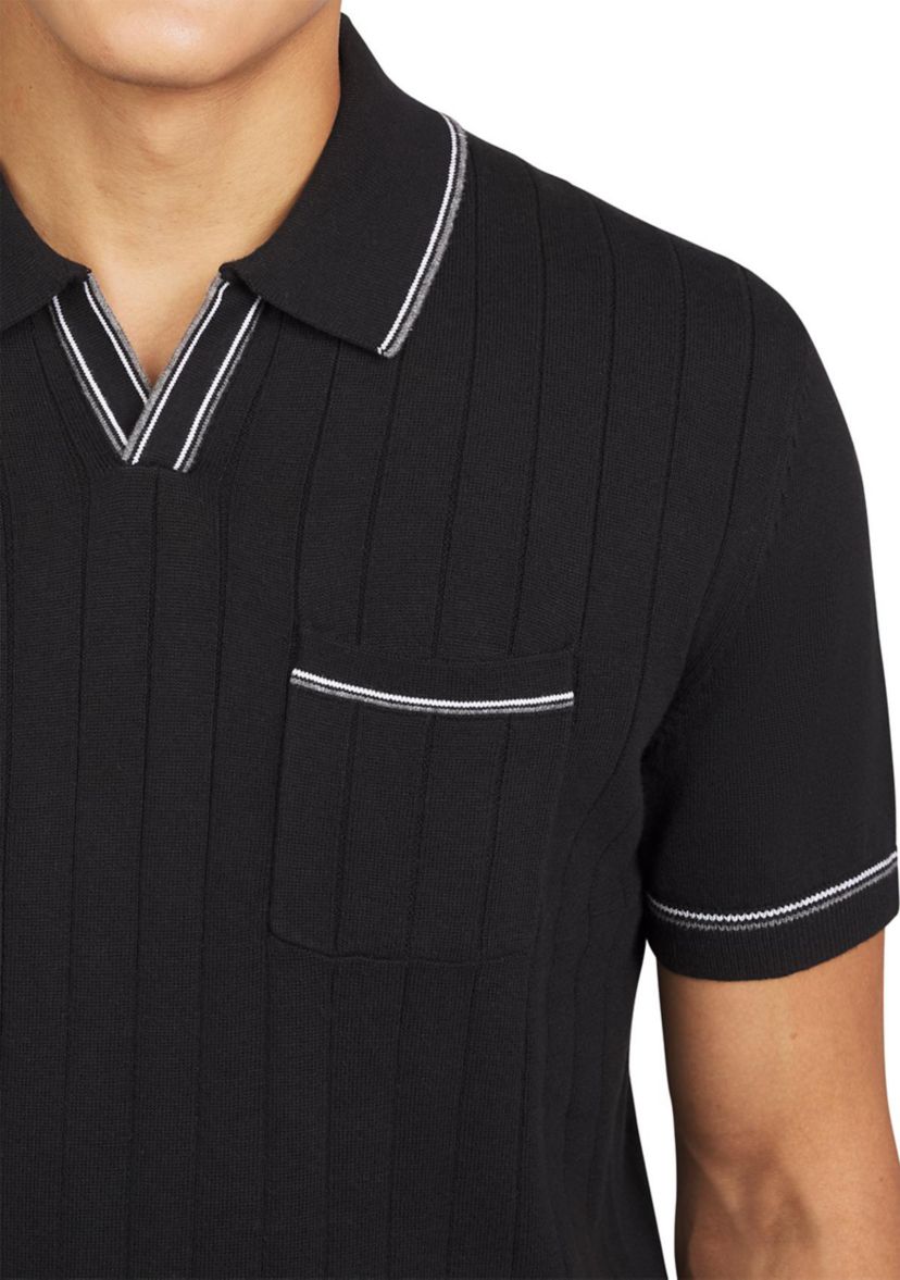 Mens Short Sleeve Drop Needle Pocket Polo Shirt