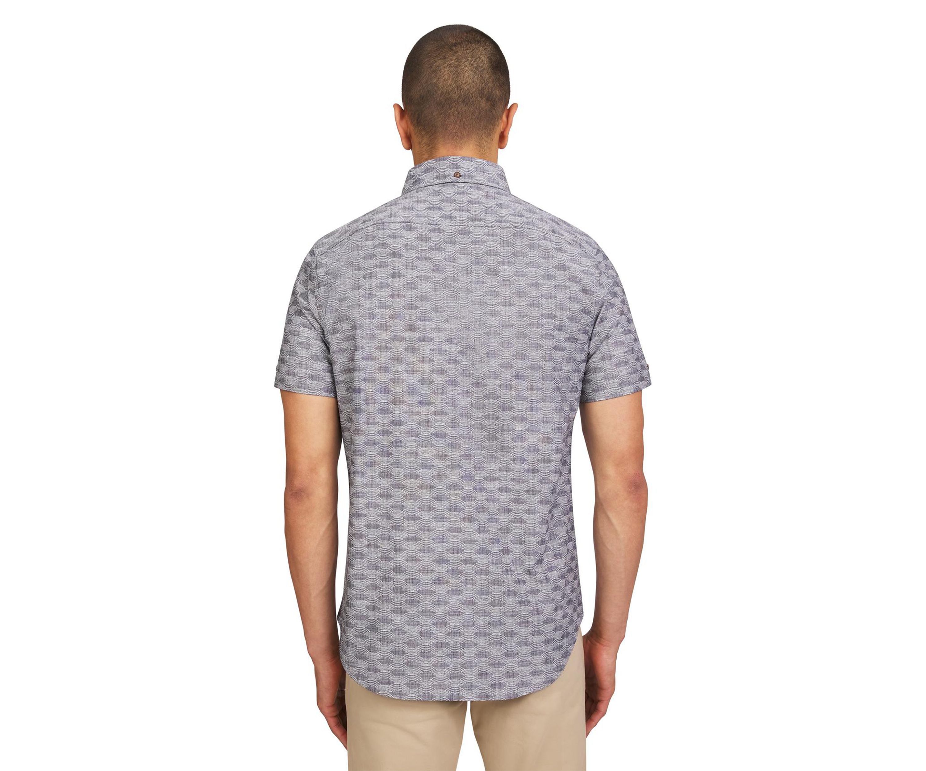 Mens Short Sleeve Textured Wave Print Shirt