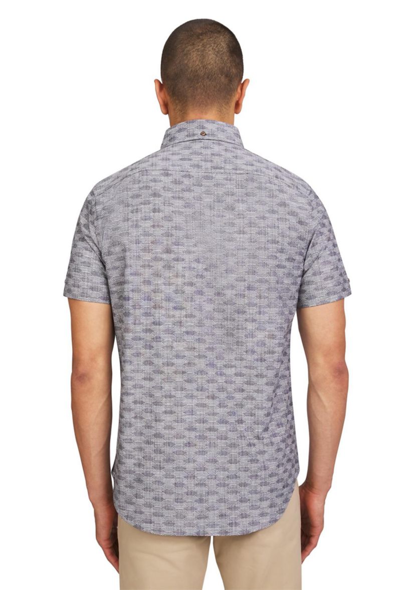 Mens Short Sleeve Textured Wave Print Shirt