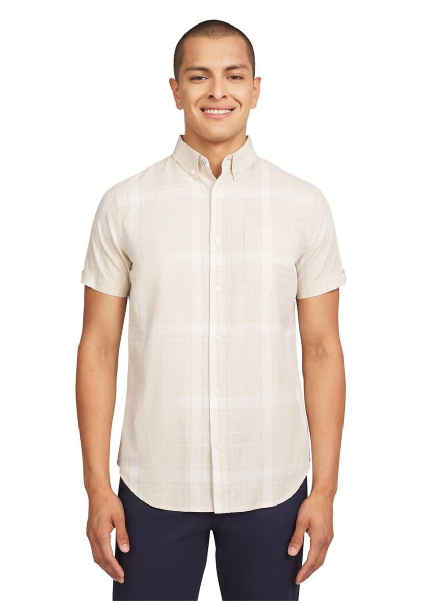 Mens Short Sleeve Float Grid Plaid Shirt