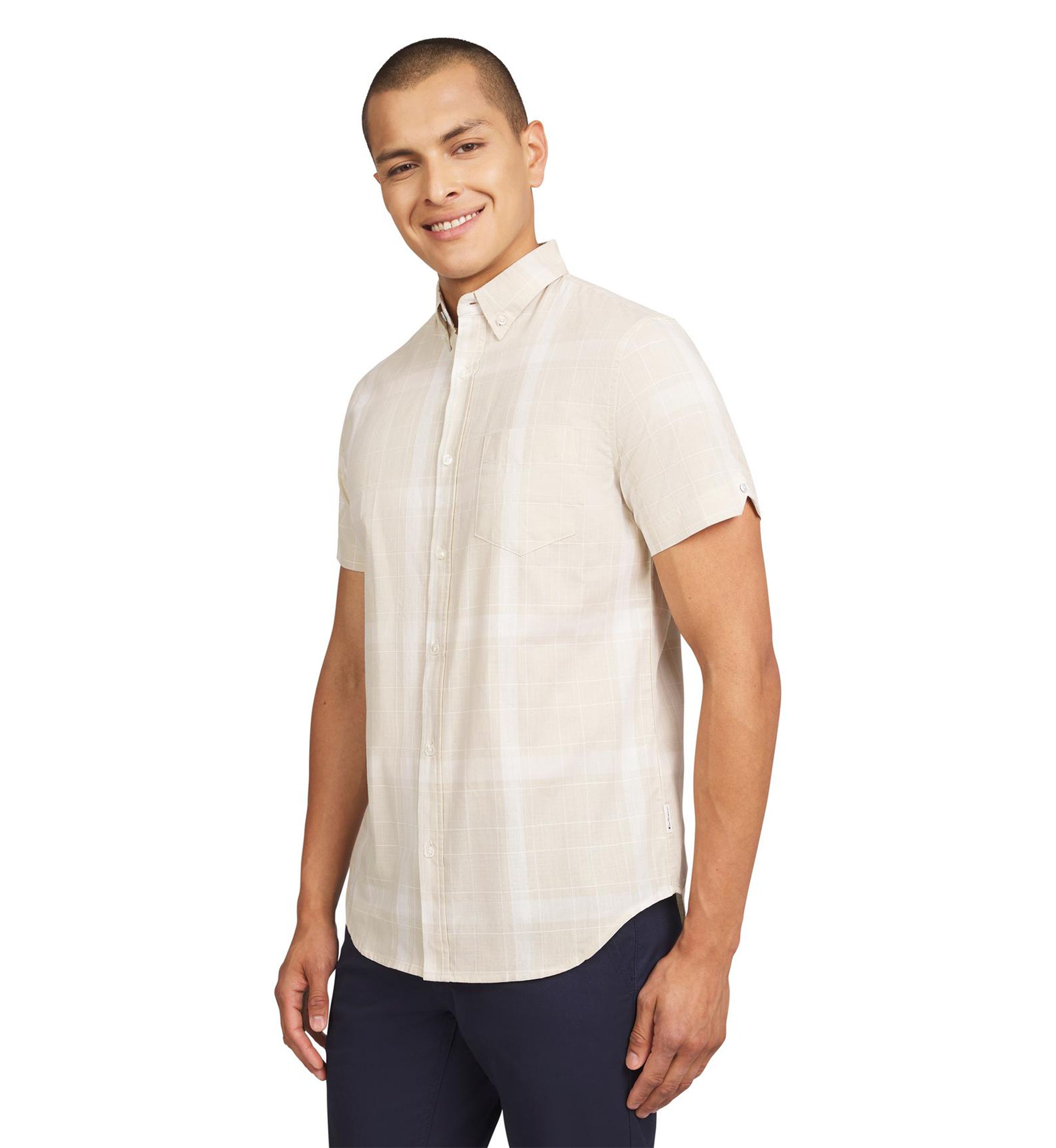 Mens Short Sleeve Float Grid Plaid Shirt