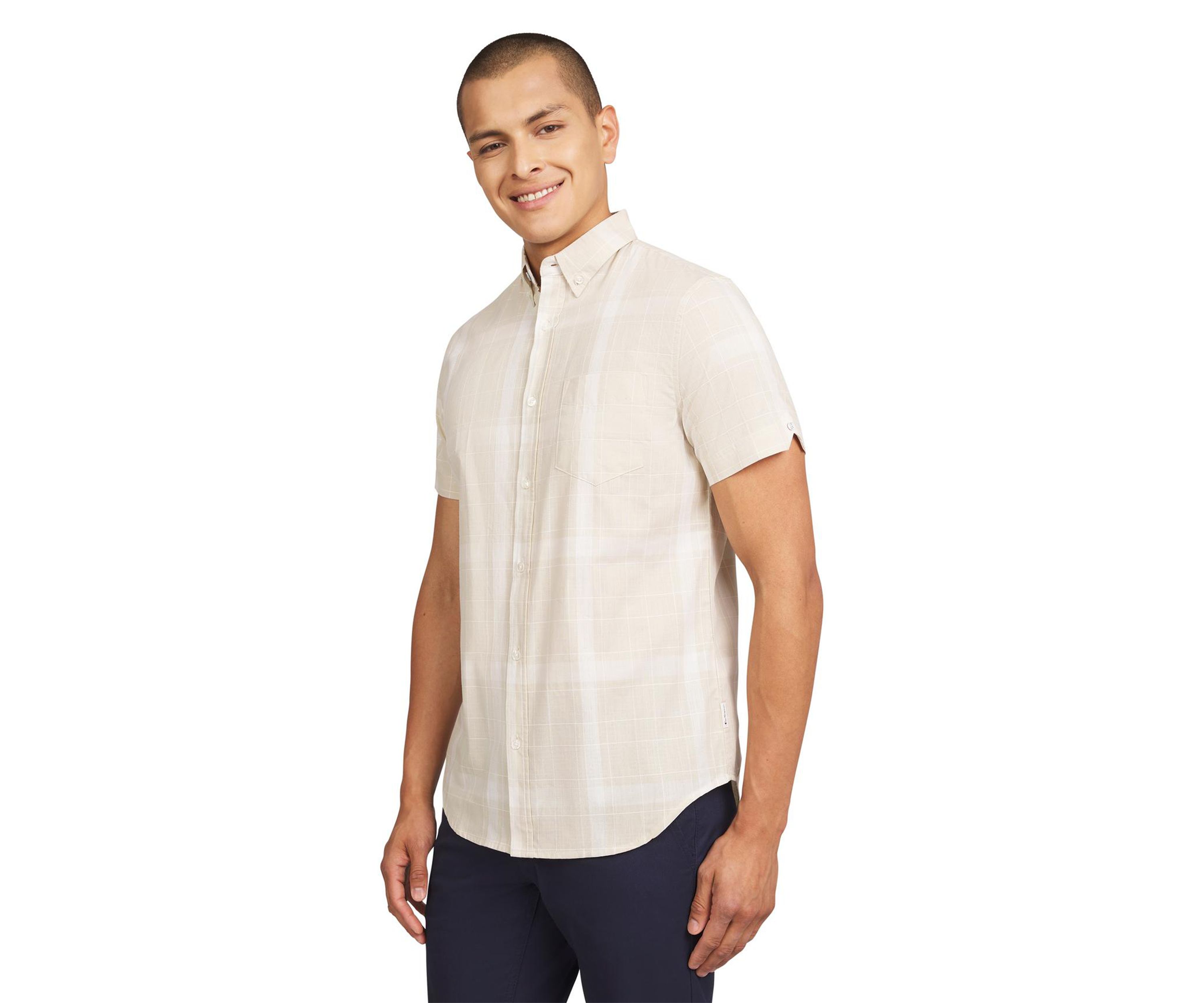 Mens Short Sleeve Float Grid Plaid Shirt