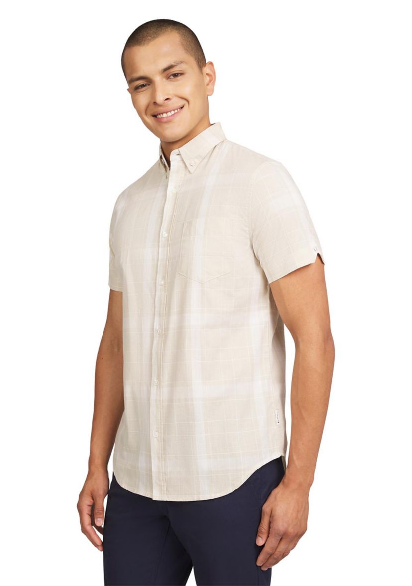 Mens Short Sleeve Float Grid Plaid Shirt