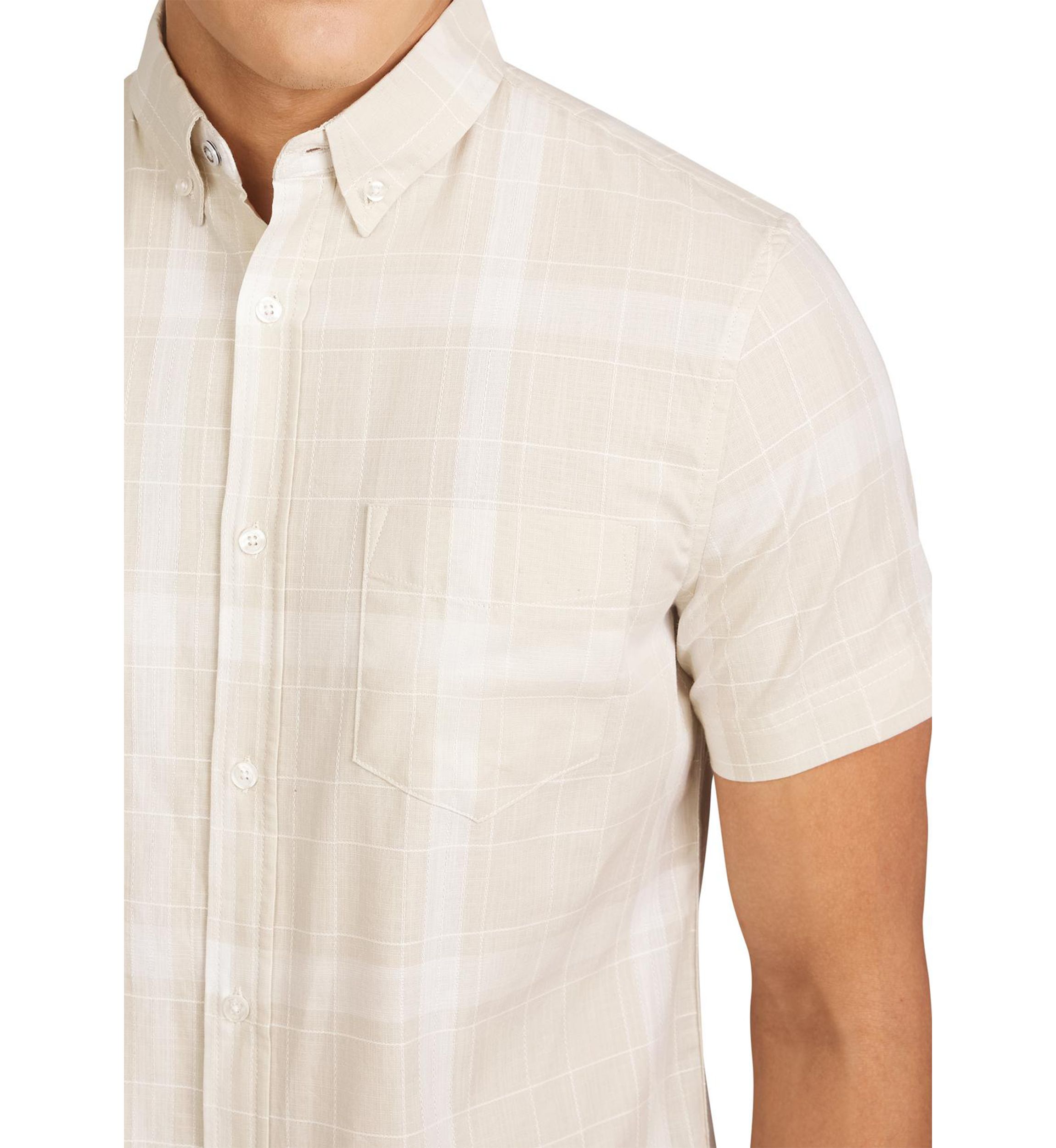 Mens Short Sleeve Float Grid Plaid Shirt