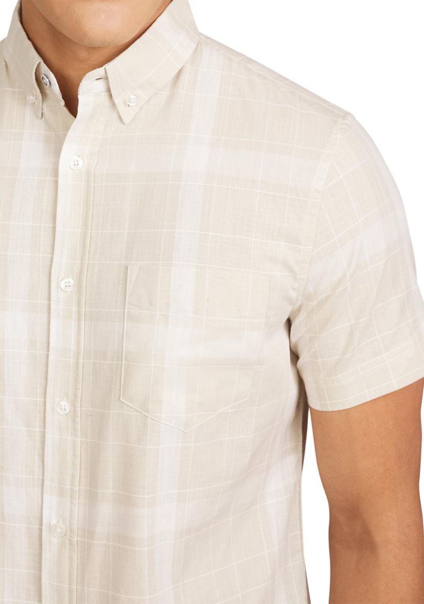 Mens Short Sleeve Float Grid Plaid Shirt