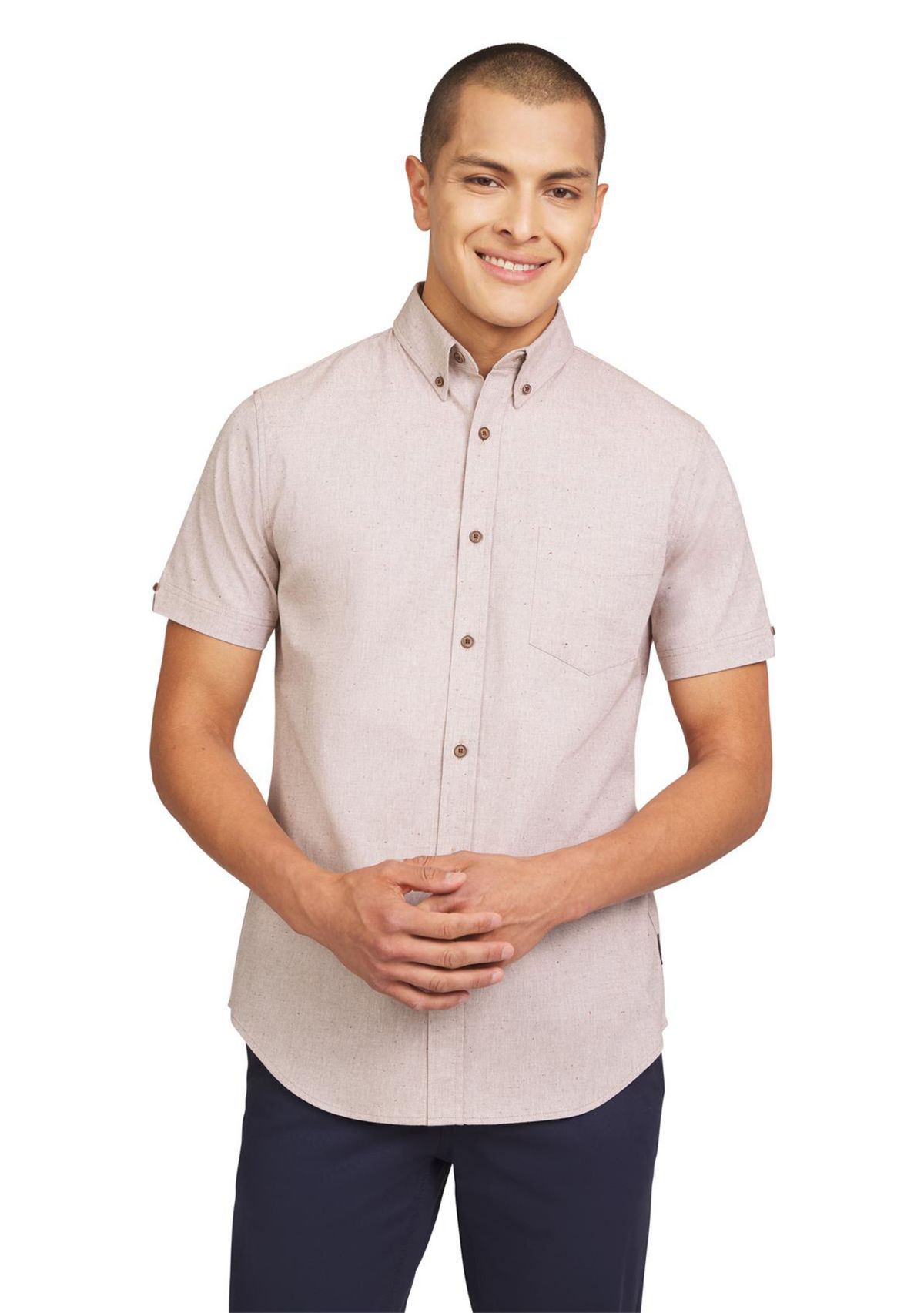 Mens Short Sleeve Fleck Chambray Shirt