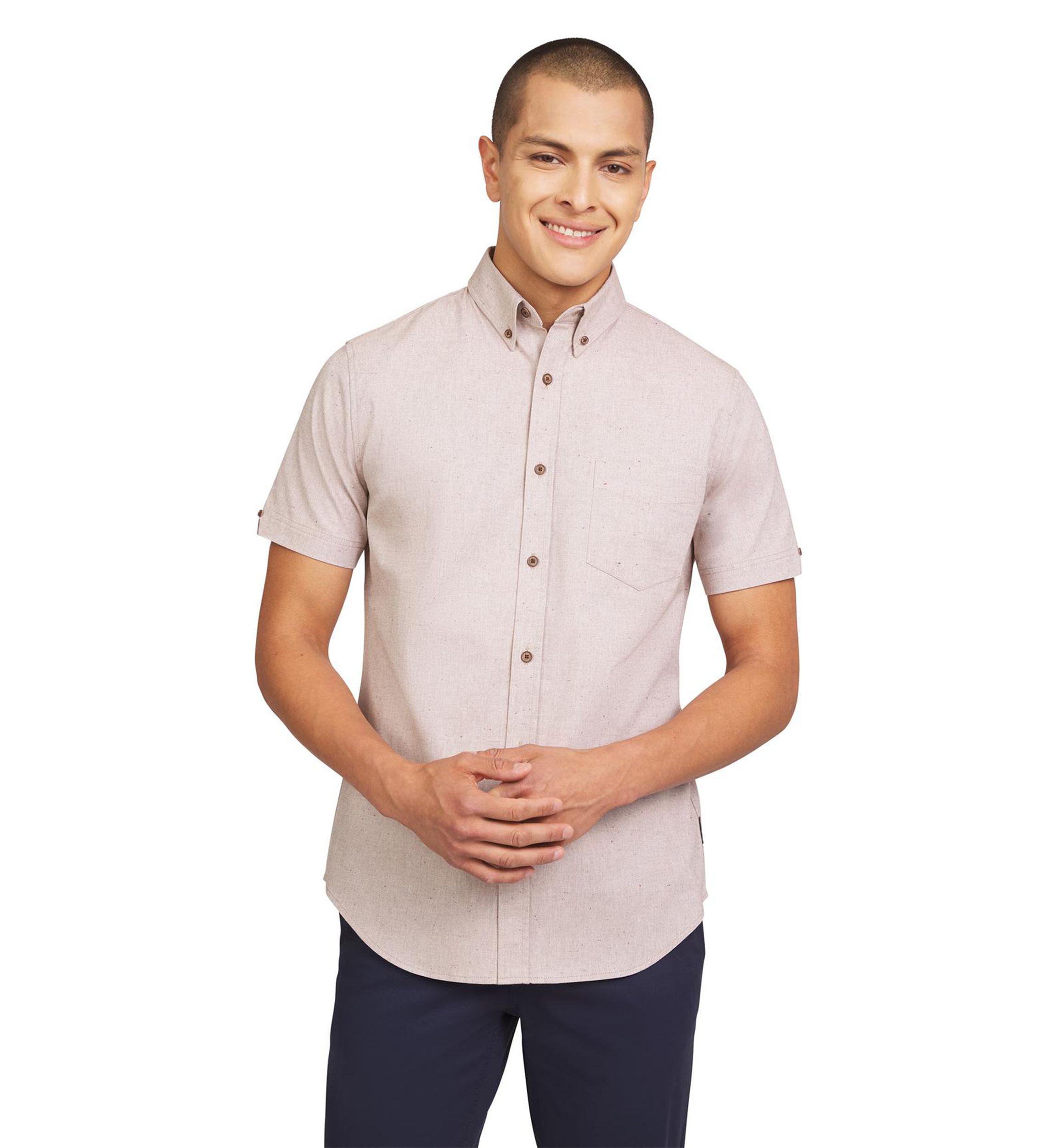 Mens Short Sleeve Fleck Chambray Shirt
