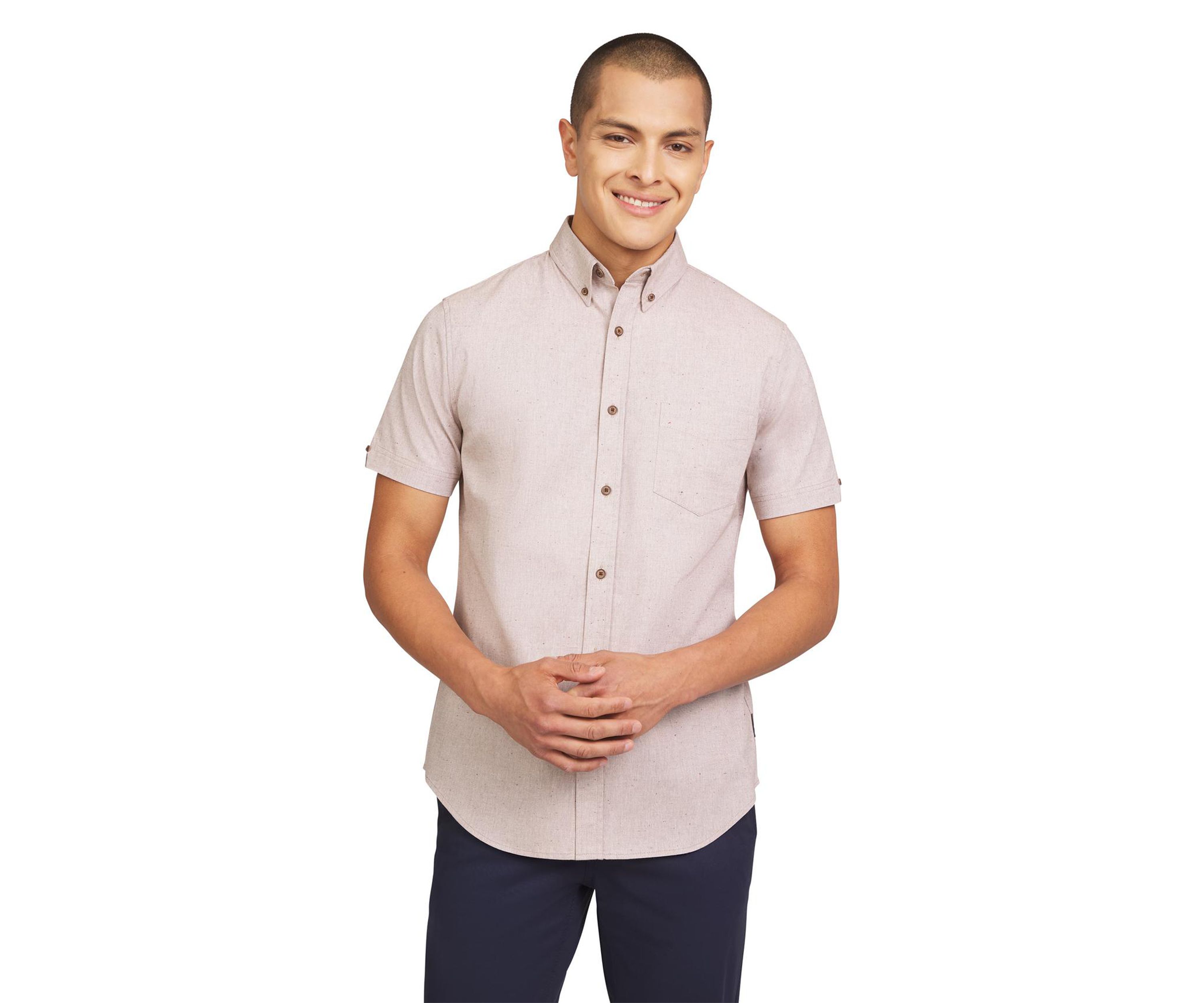 Mens Short Sleeve Fleck Chambray Shirt