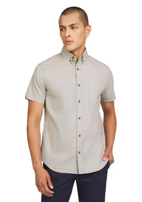 Ben Sherman Men's Short Sleeve Fleck Chambray Shirt, Small