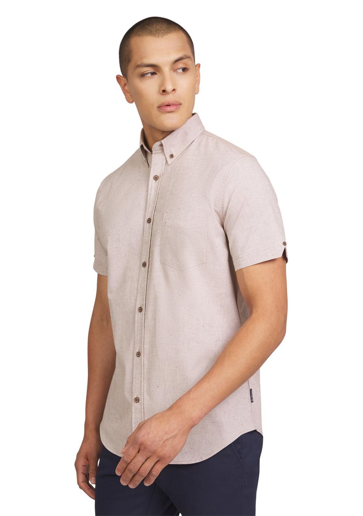 Mens Short Sleeve Fleck Chambray Shirt