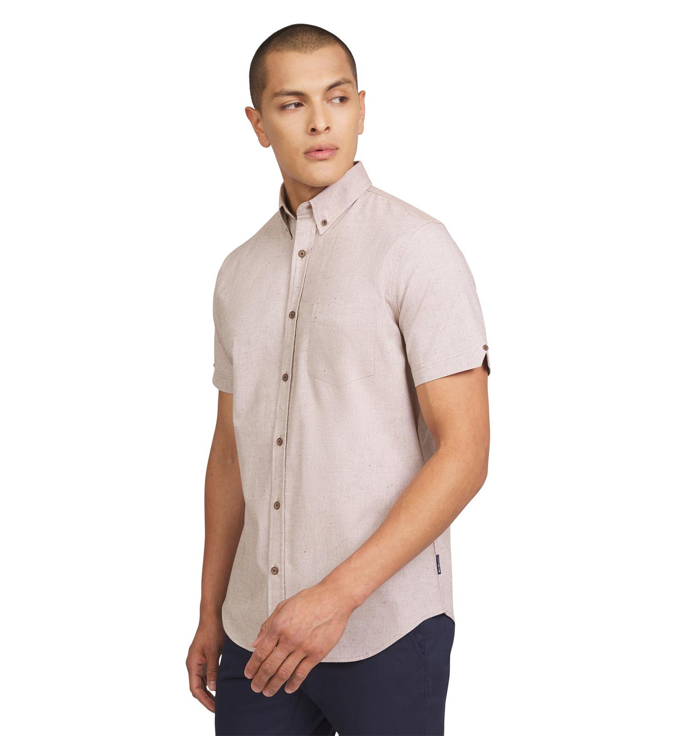 Mens Short Sleeve Fleck Chambray Shirt