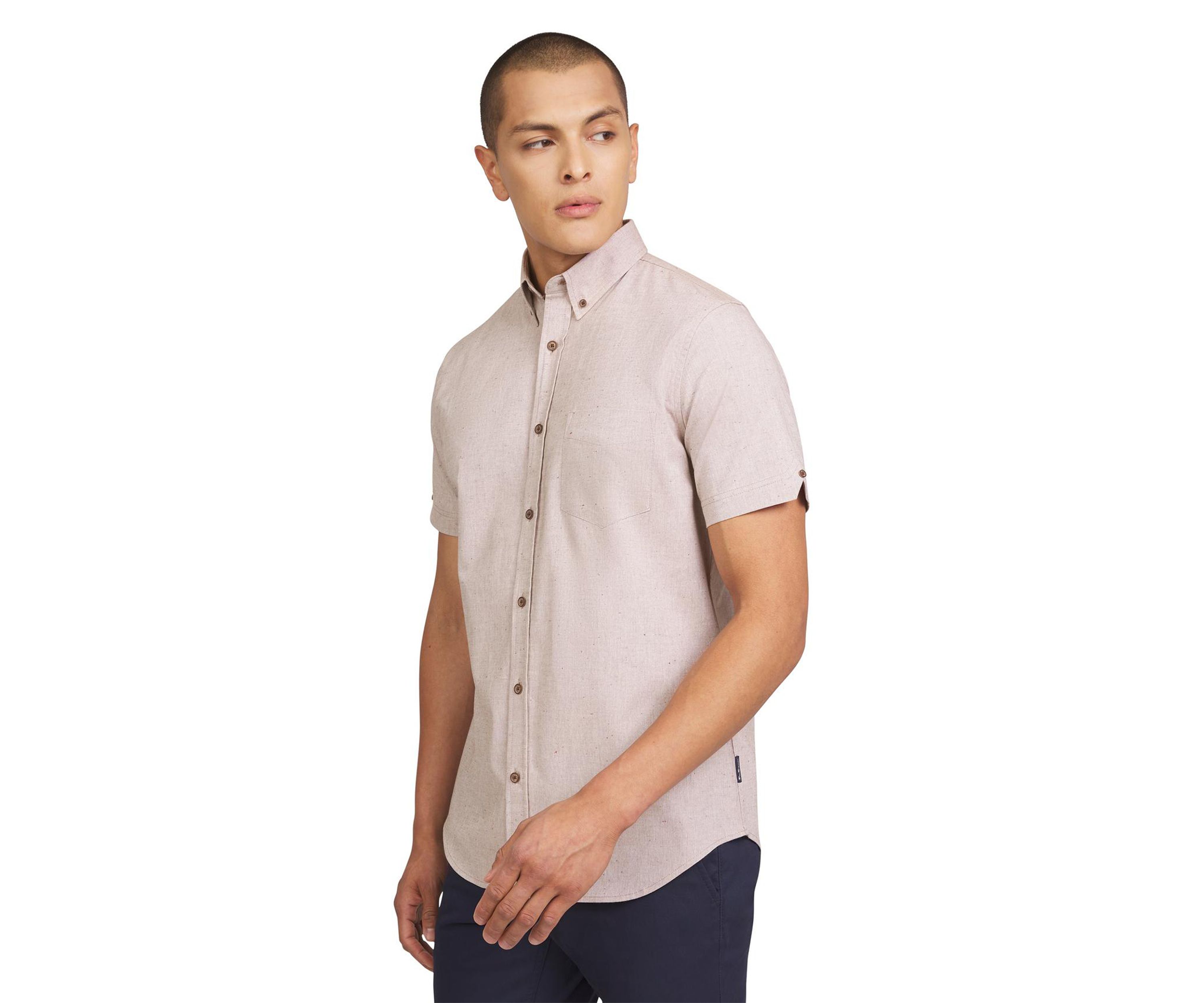 Mens Short Sleeve Fleck Chambray Shirt
