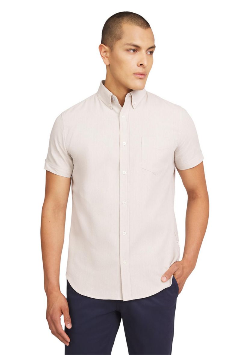 Mens Short Sleeve Herringbone Shirt