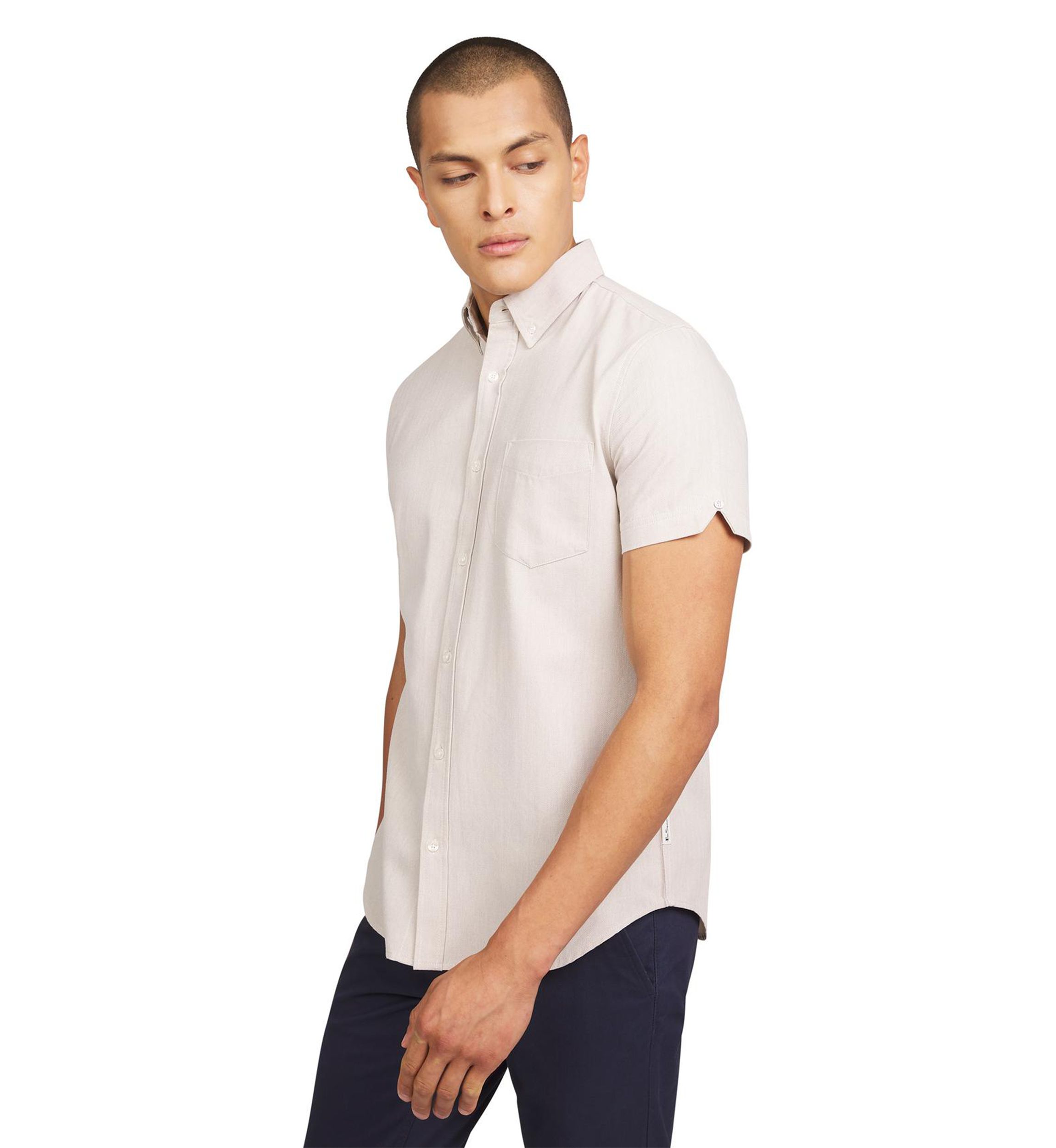 Mens Short Sleeve Herringbone Shirt