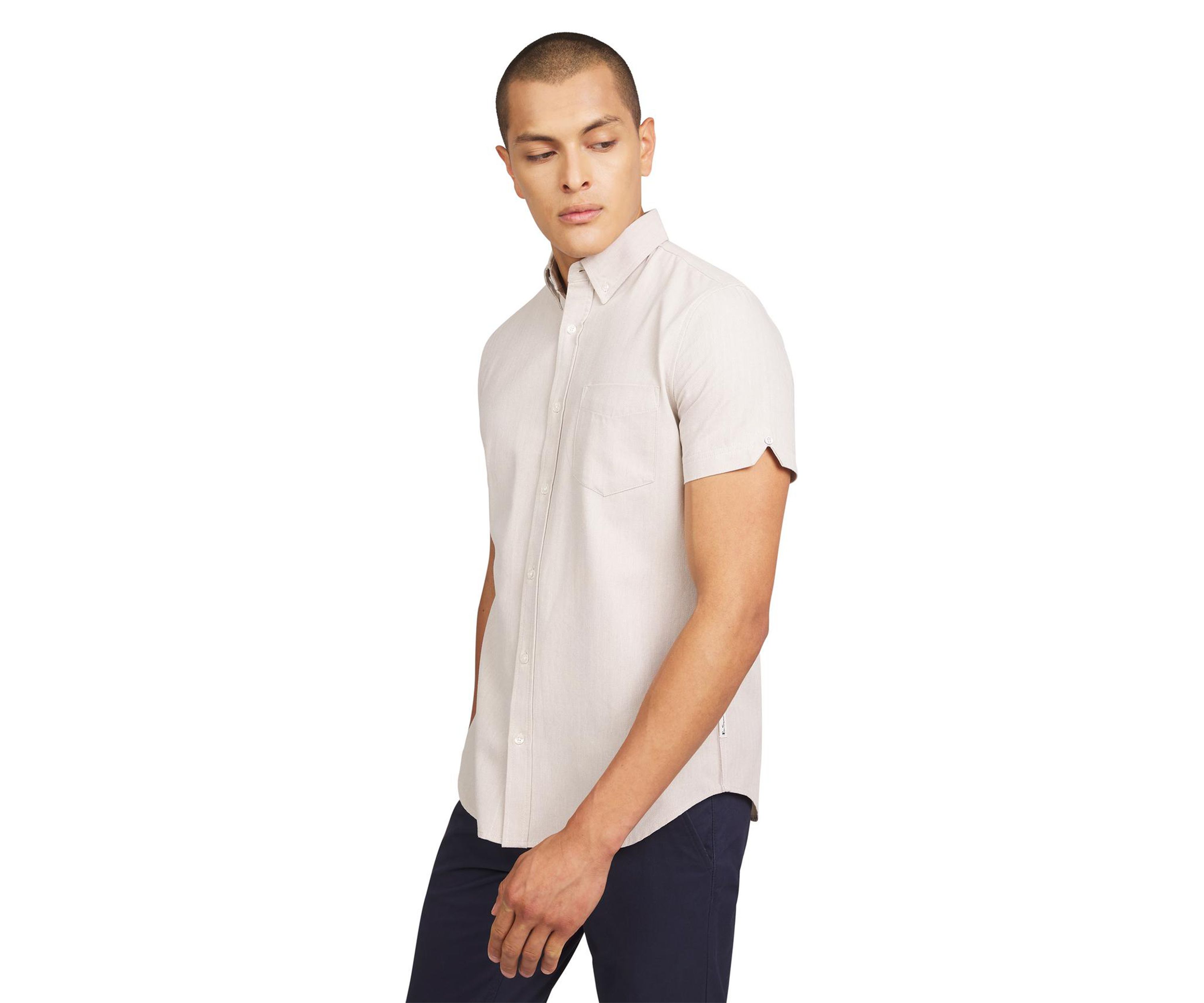 Mens Short Sleeve Herringbone Shirt