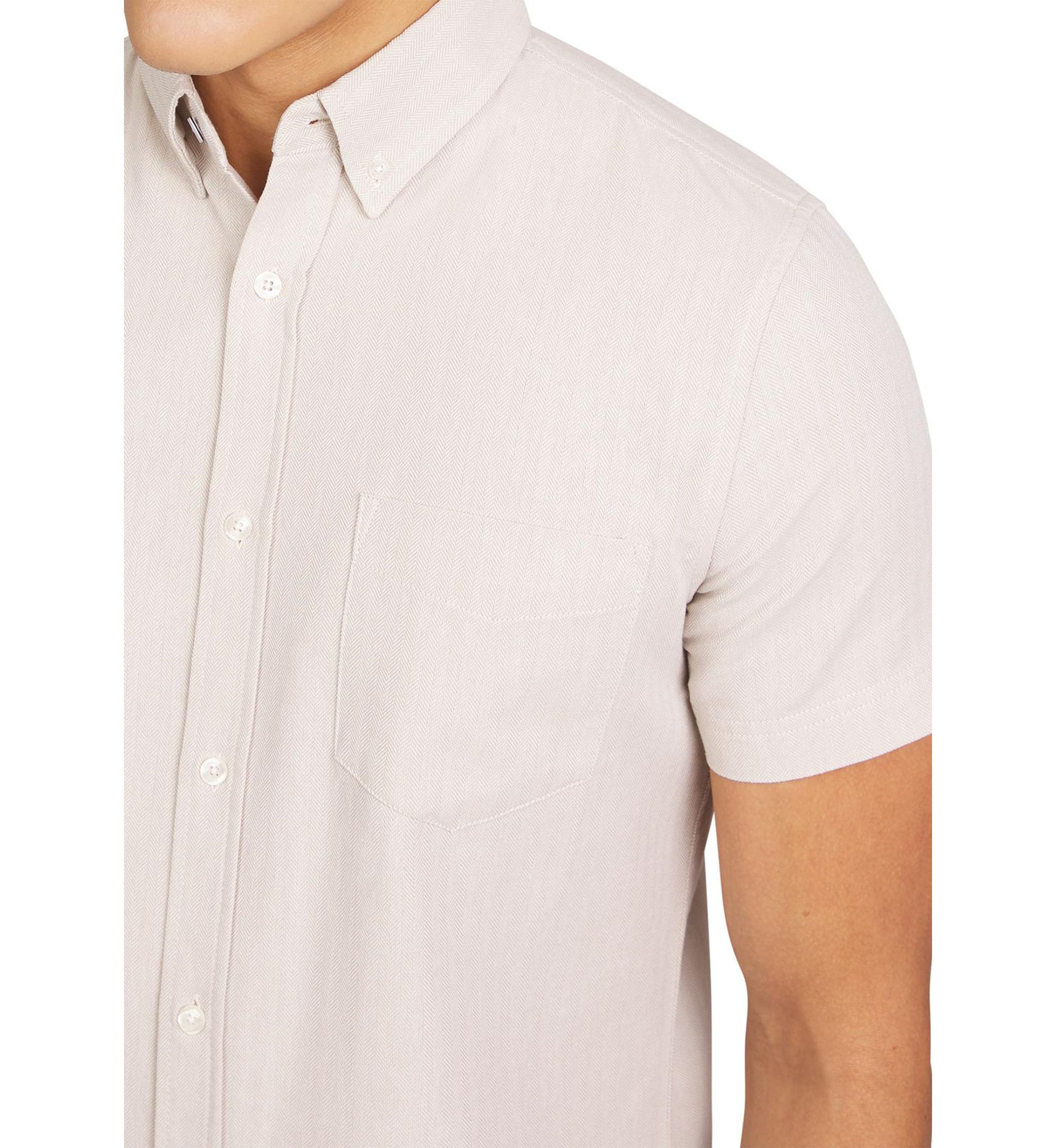 Mens Short Sleeve Herringbone Shirt