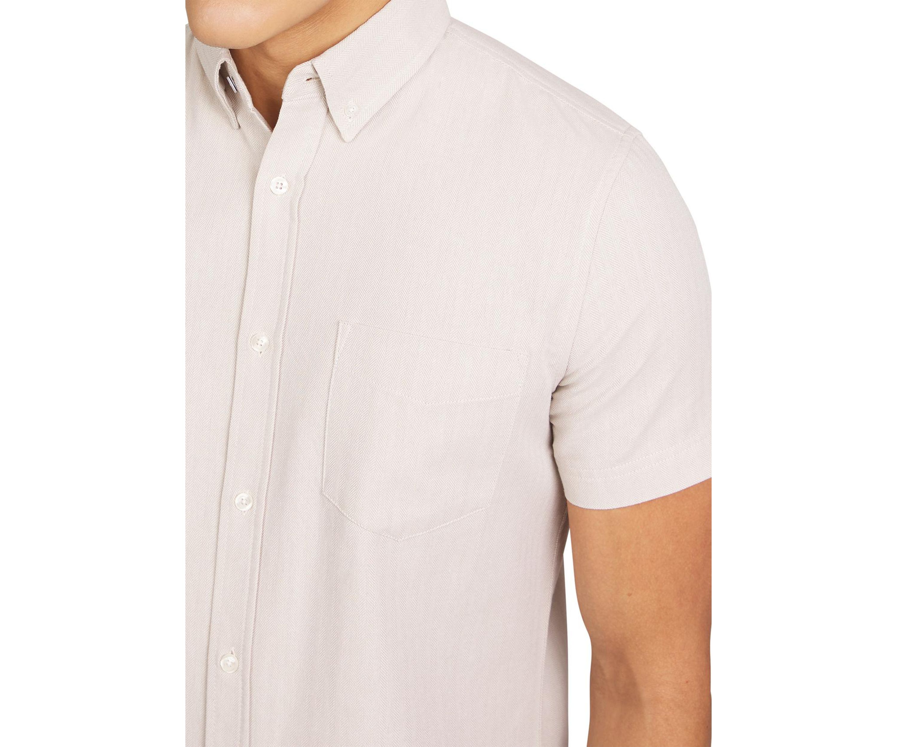Mens Short Sleeve Herringbone Shirt