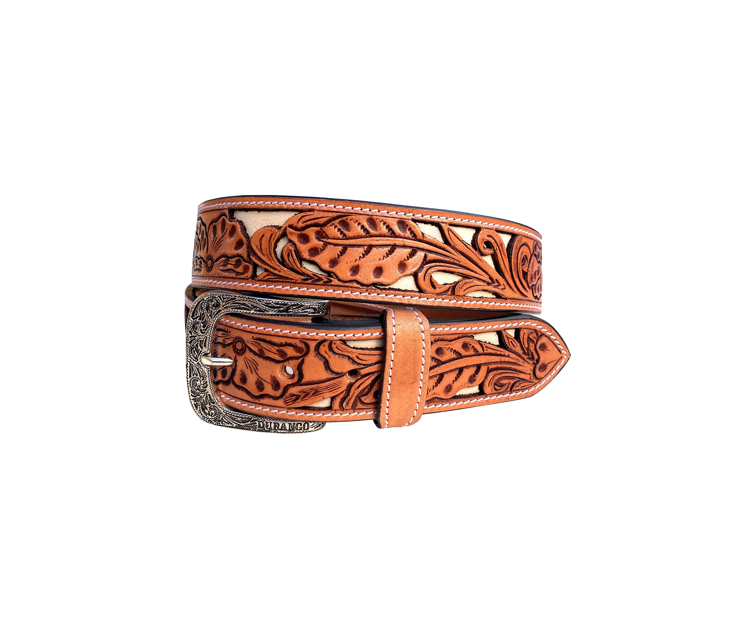 Wyatt Floral Tooled Leather Belt