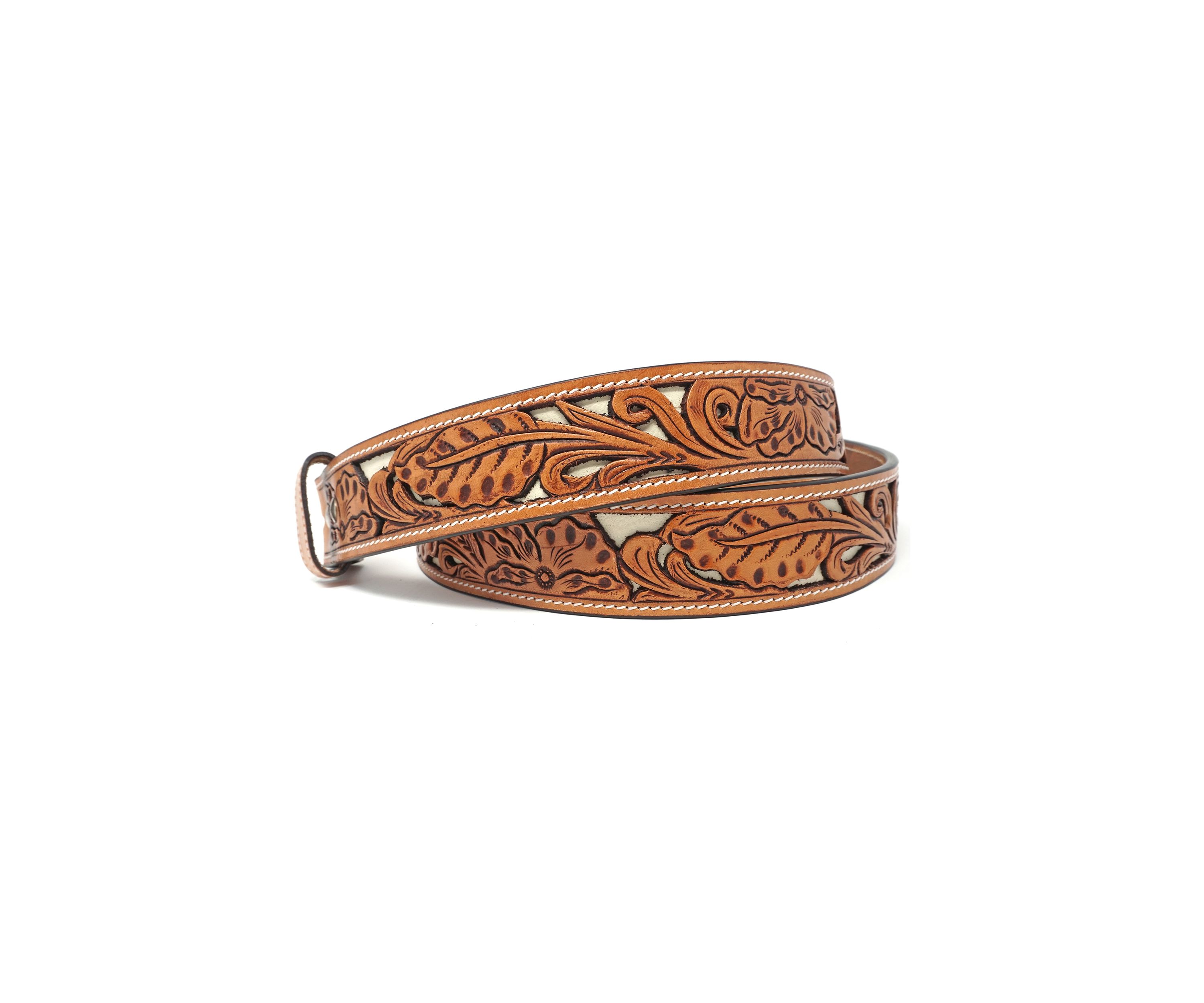 Wyatt Floral Tooled Leather Belt