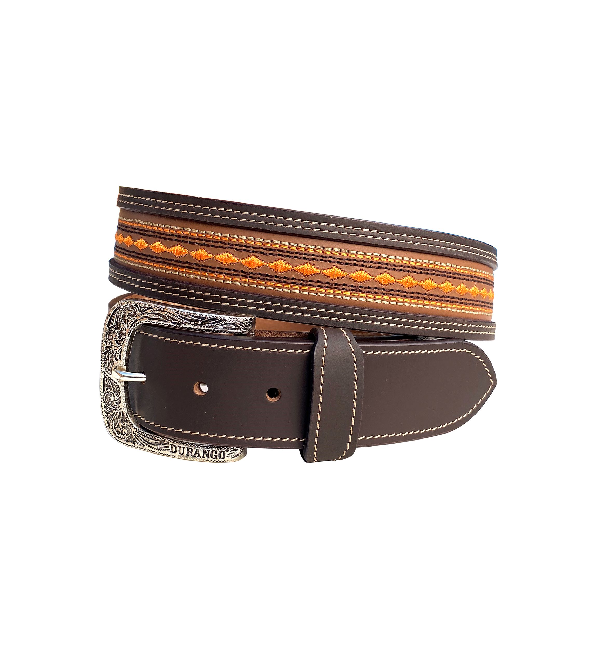 Mason Diamond Embroidered Leather Belt