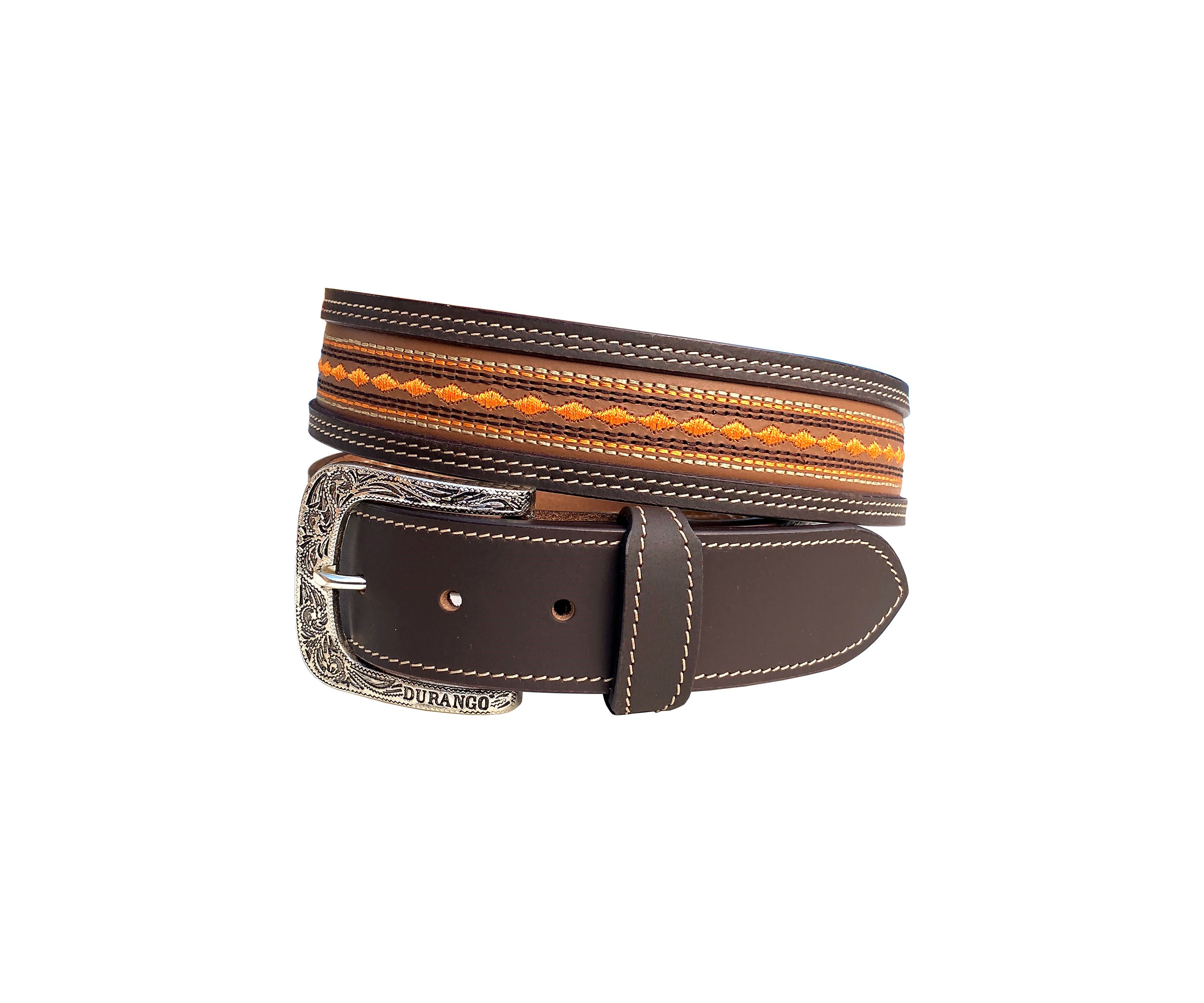 Mason Diamond Embroidered Leather Belt