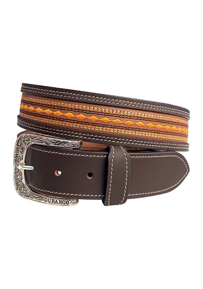 Mason Diamond Embroidered Leather Belt