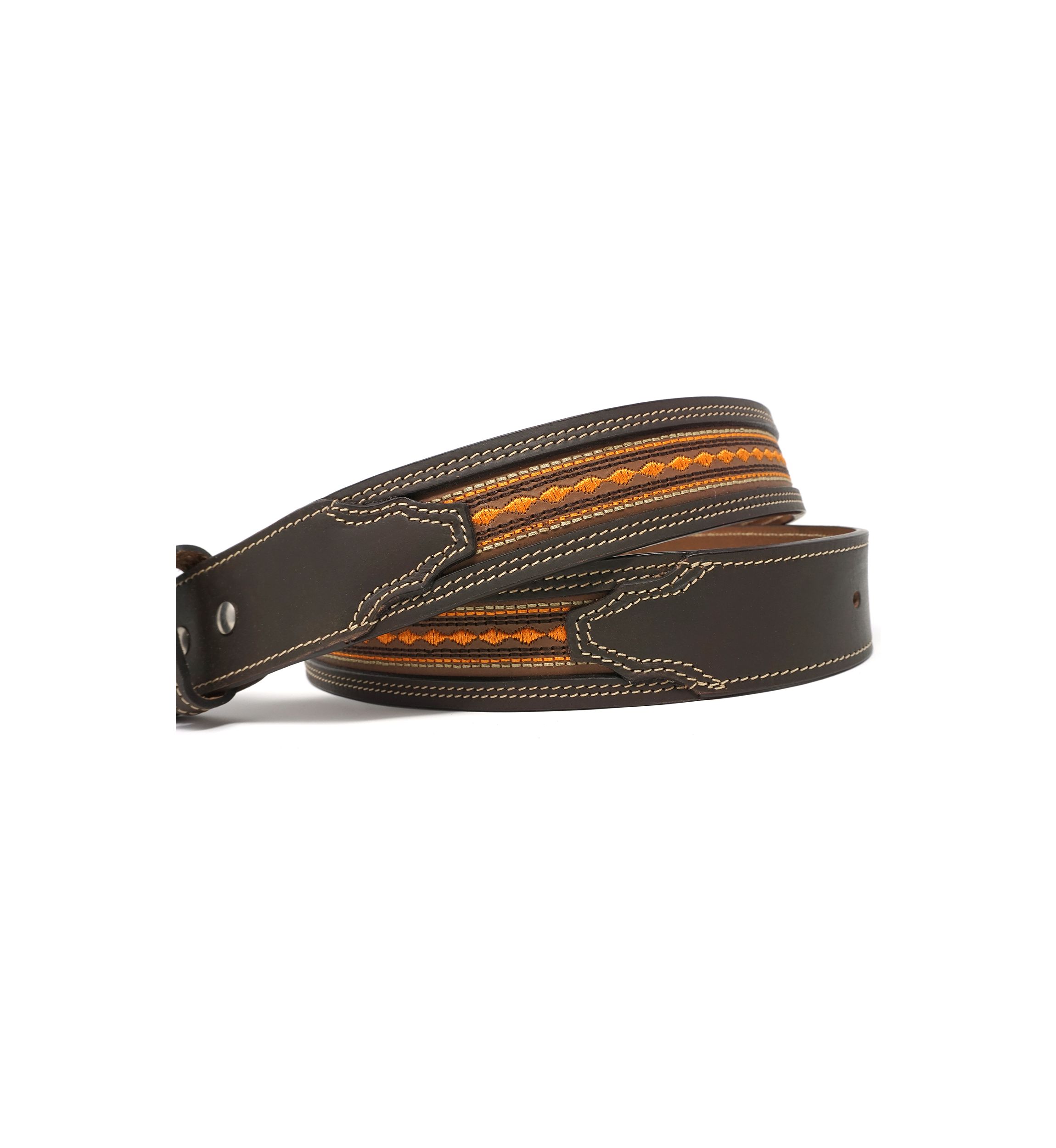 Mason Diamond Embroidered Leather Belt