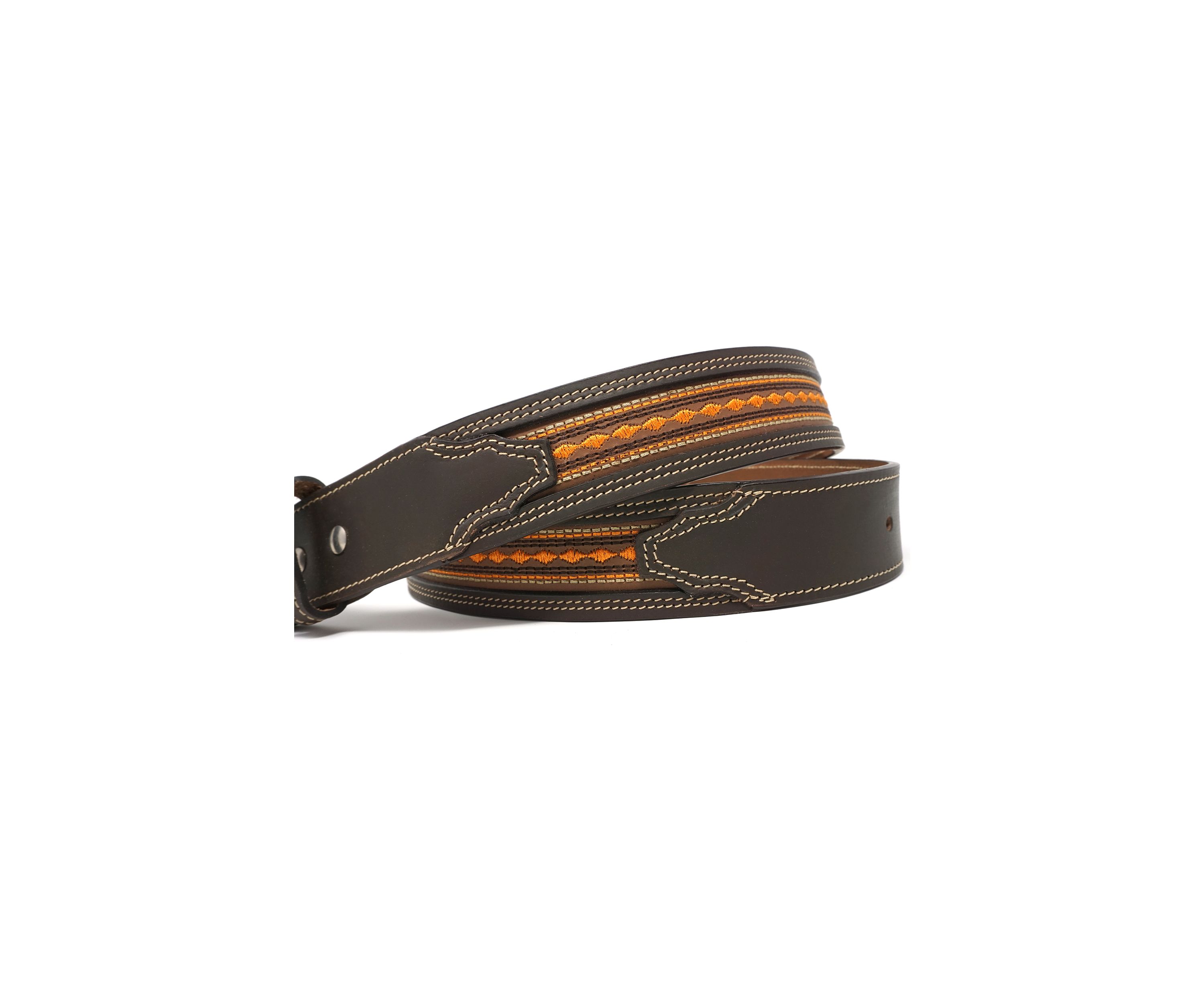 Mason Diamond Embroidered Leather Belt