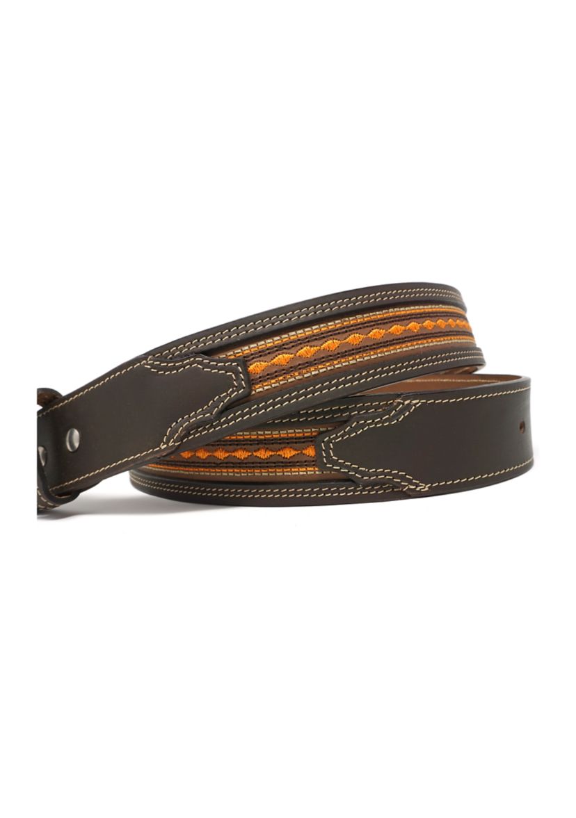 Mason Diamond Embroidered Leather Belt