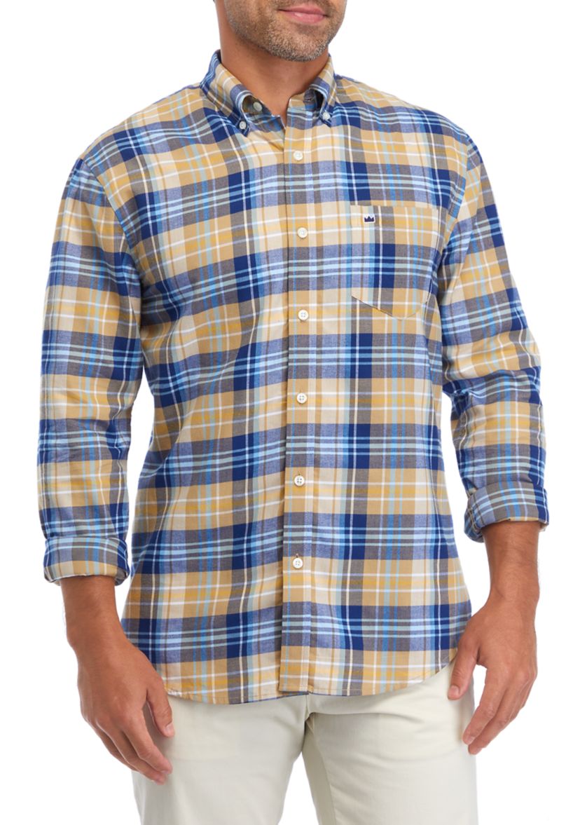 Mens Long Sleeve Twill Plaid Shirt