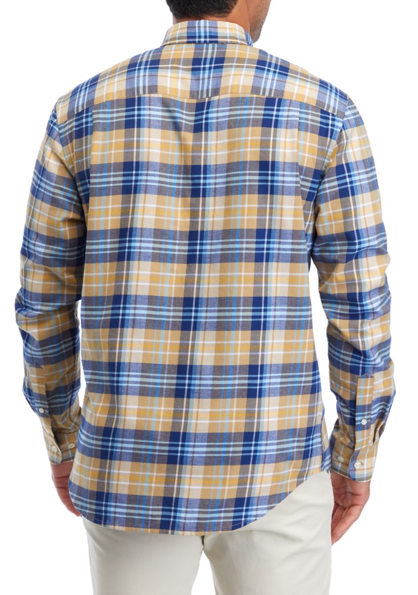 Mens Long Sleeve Twill Plaid Shirt