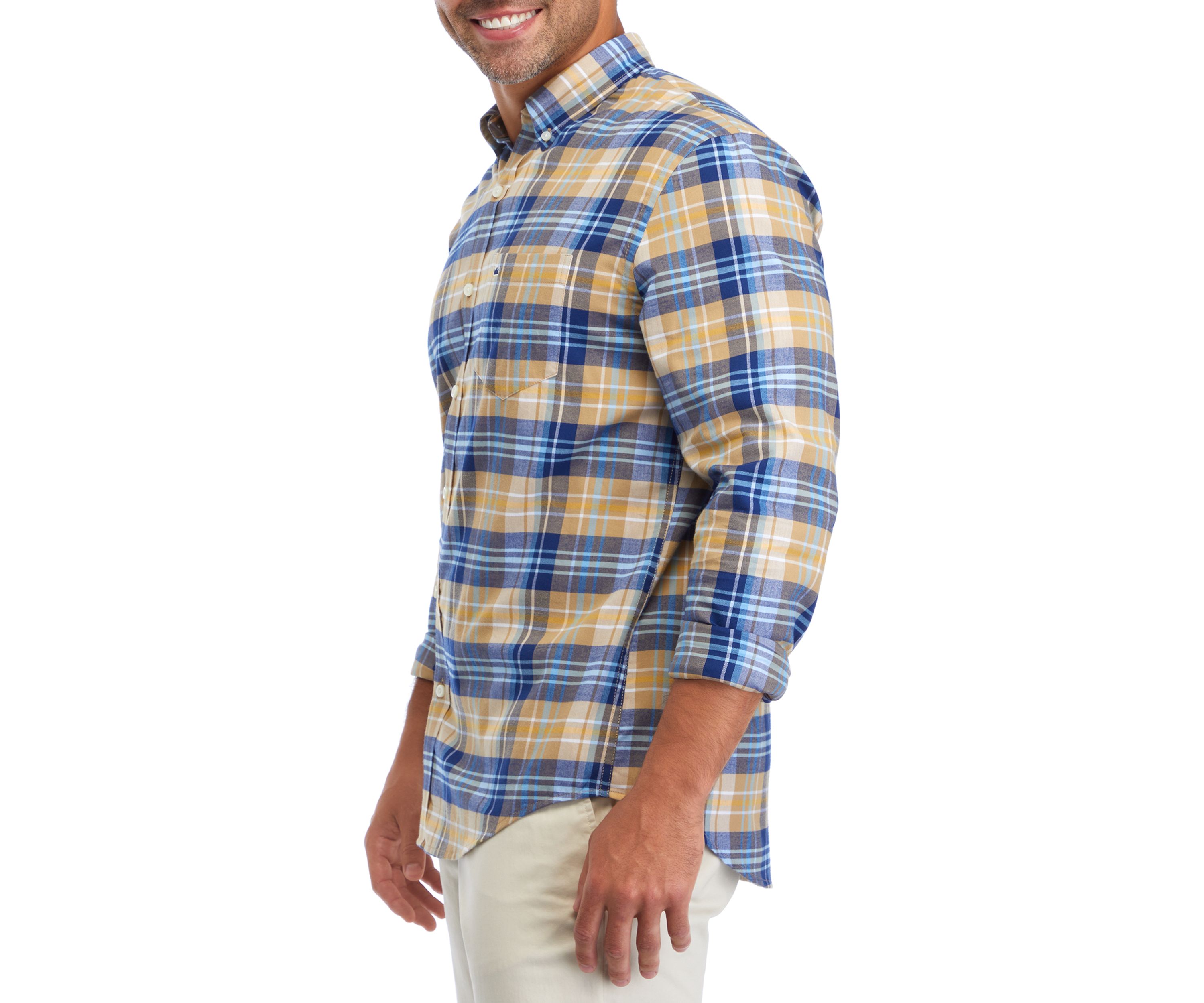 Mens Long Sleeve Twill Plaid Shirt