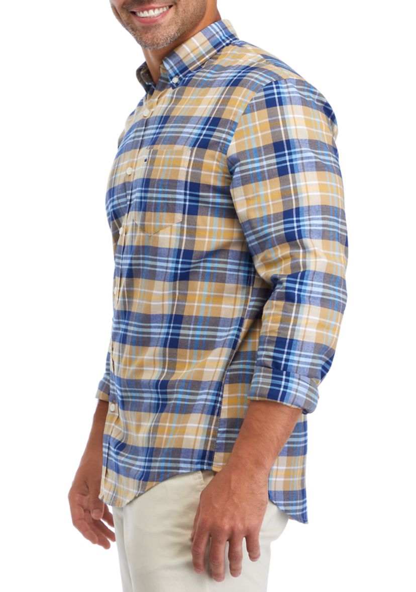 Mens Long Sleeve Twill Plaid Shirt