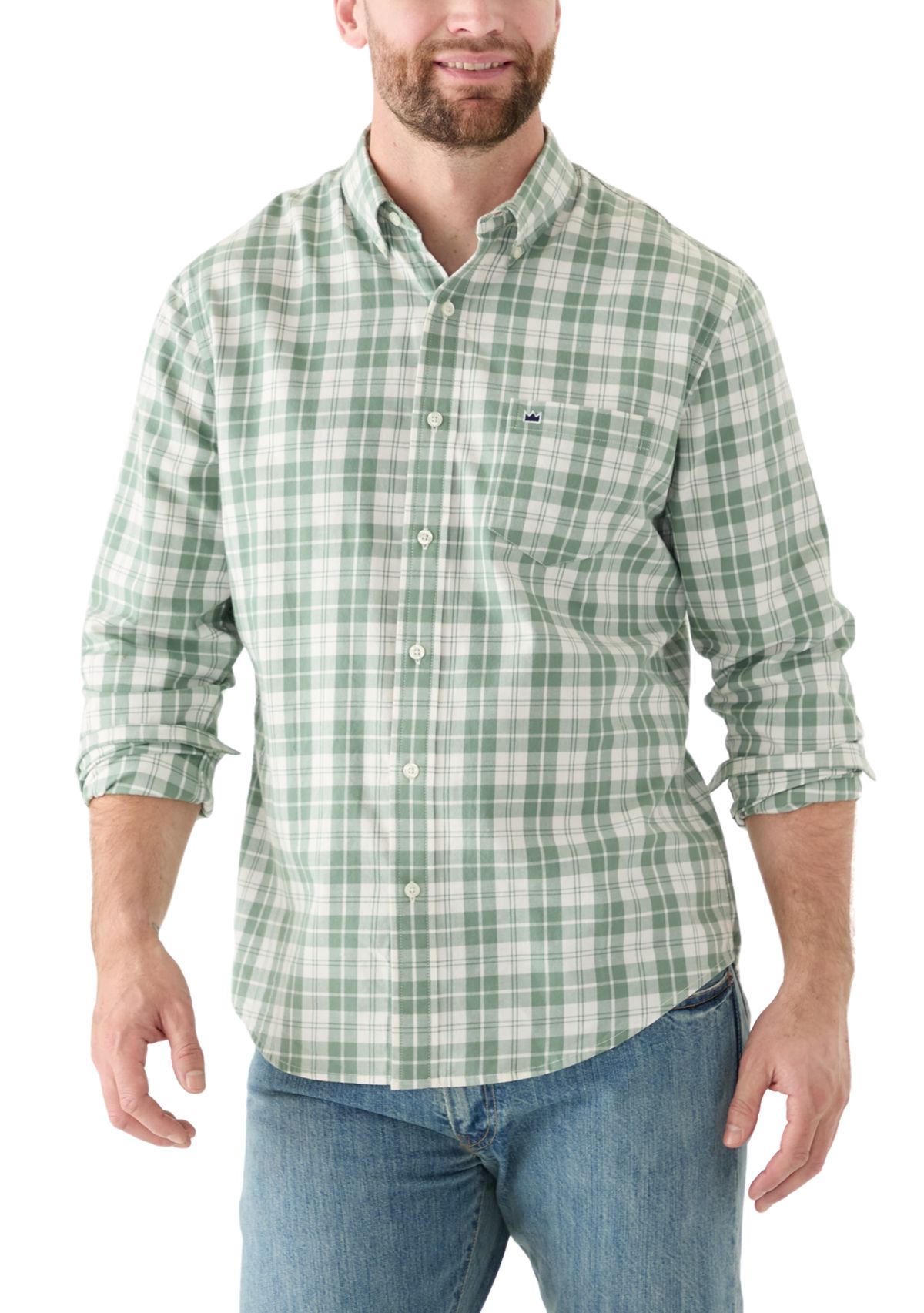 Long Sleeve Twill Plaid Shirt