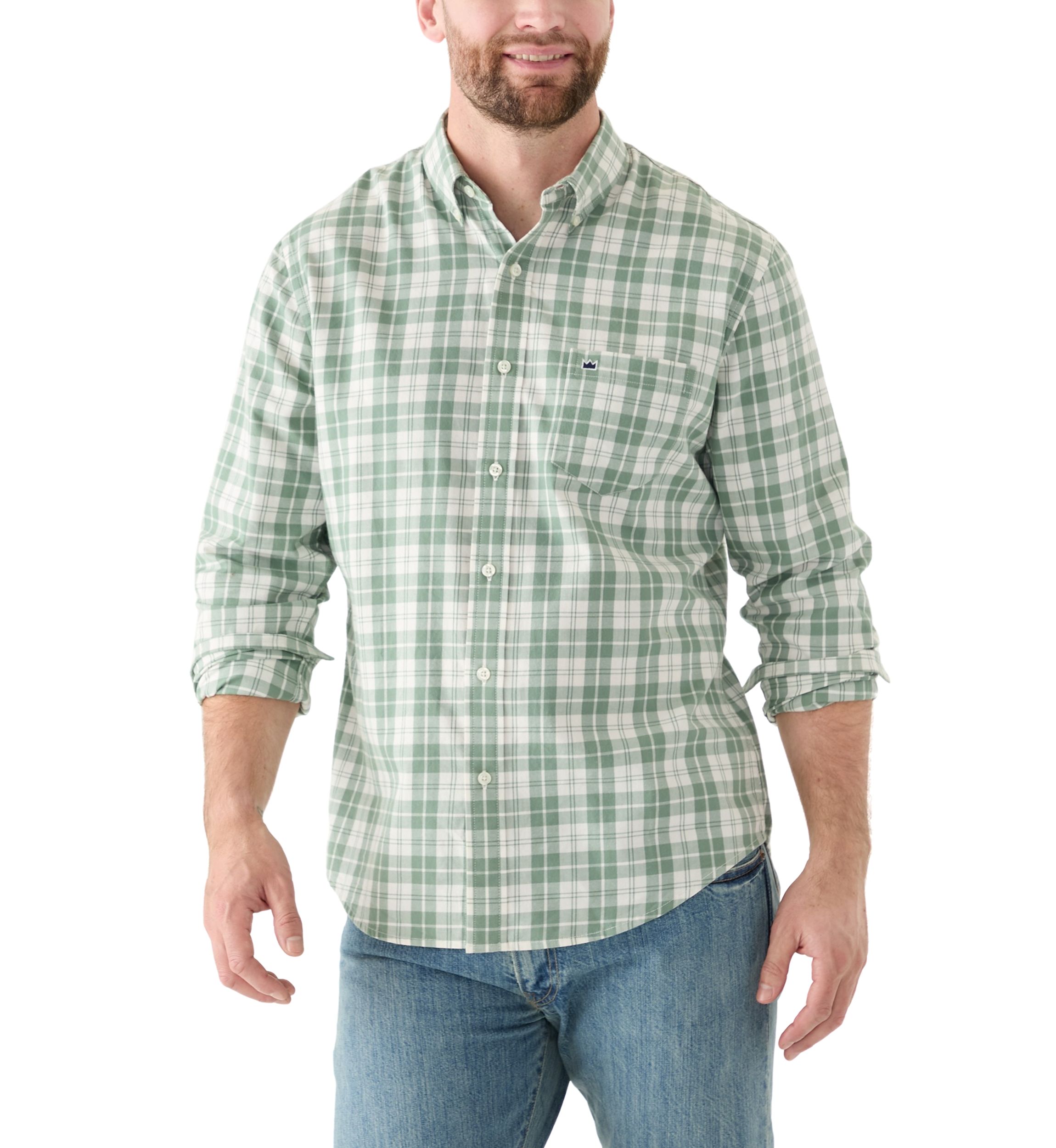 Long Sleeve Twill Plaid Shirt