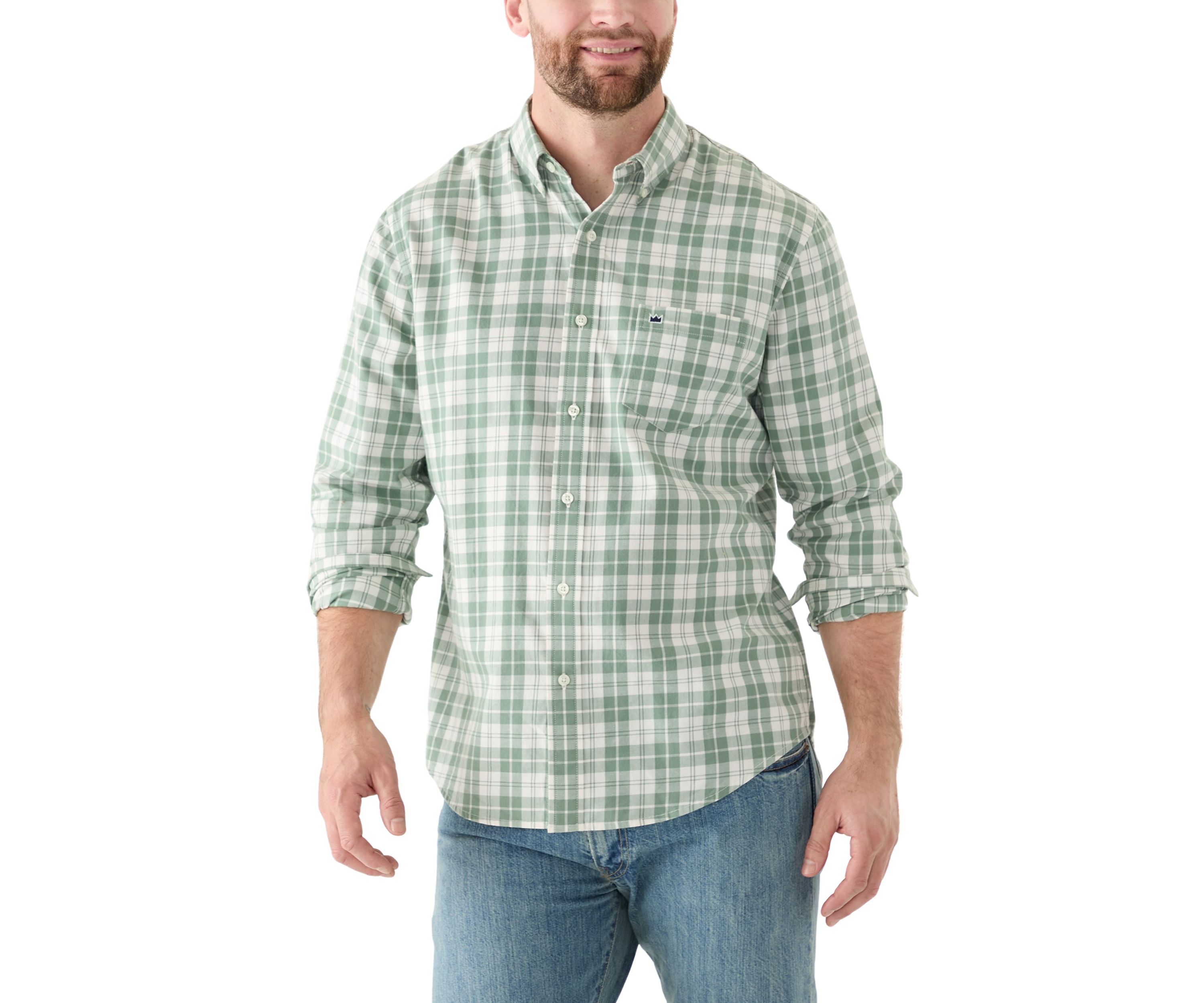 Long Sleeve Twill Plaid Shirt
