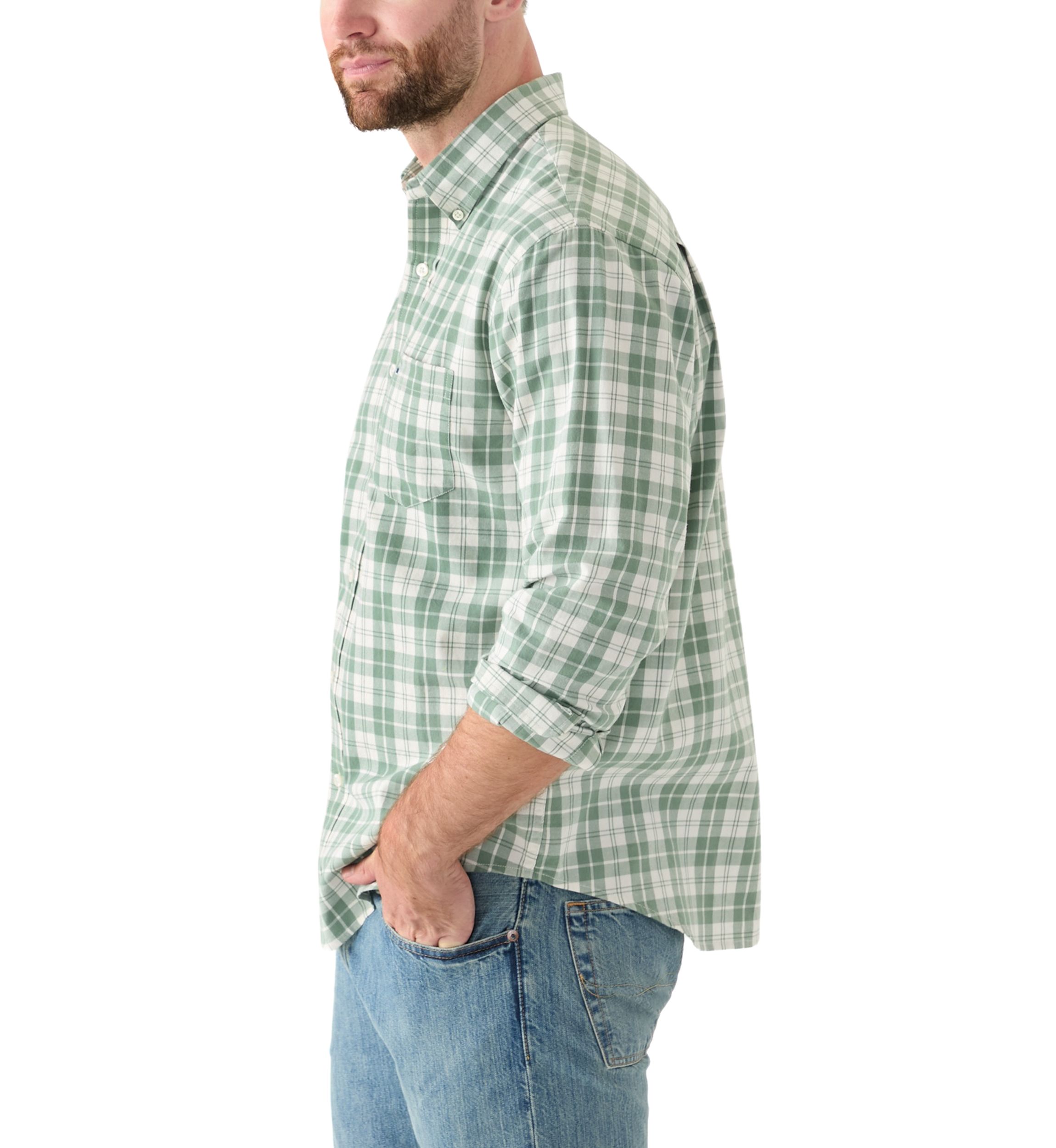 Long Sleeve Twill Plaid Shirt