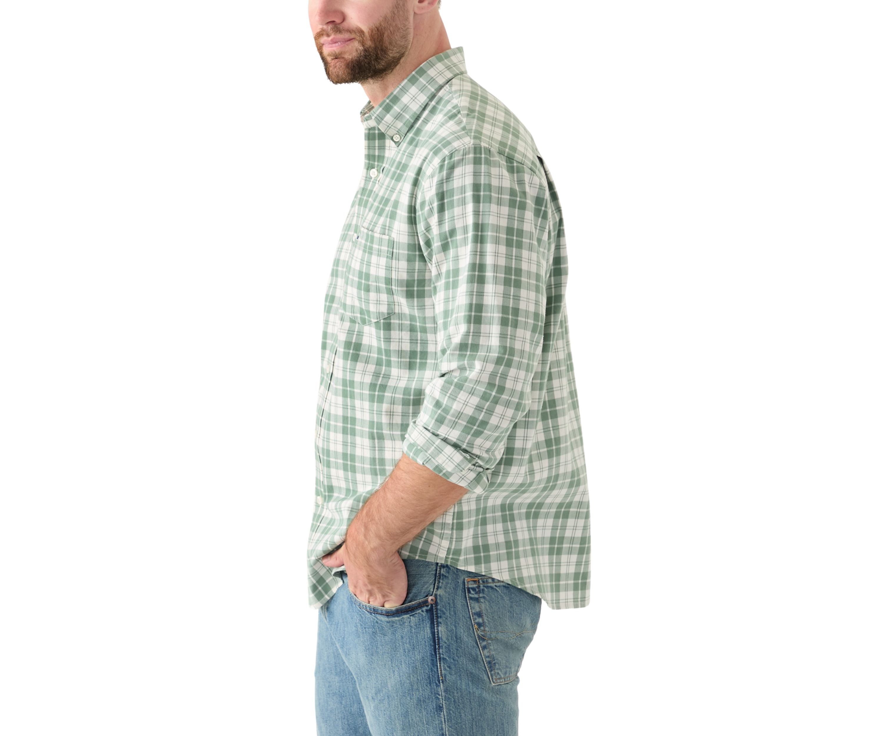 Long Sleeve Twill Plaid Shirt