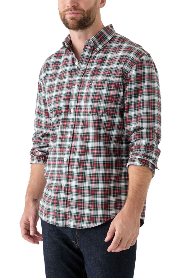 Long Sleeve Twill Plaid Shirt