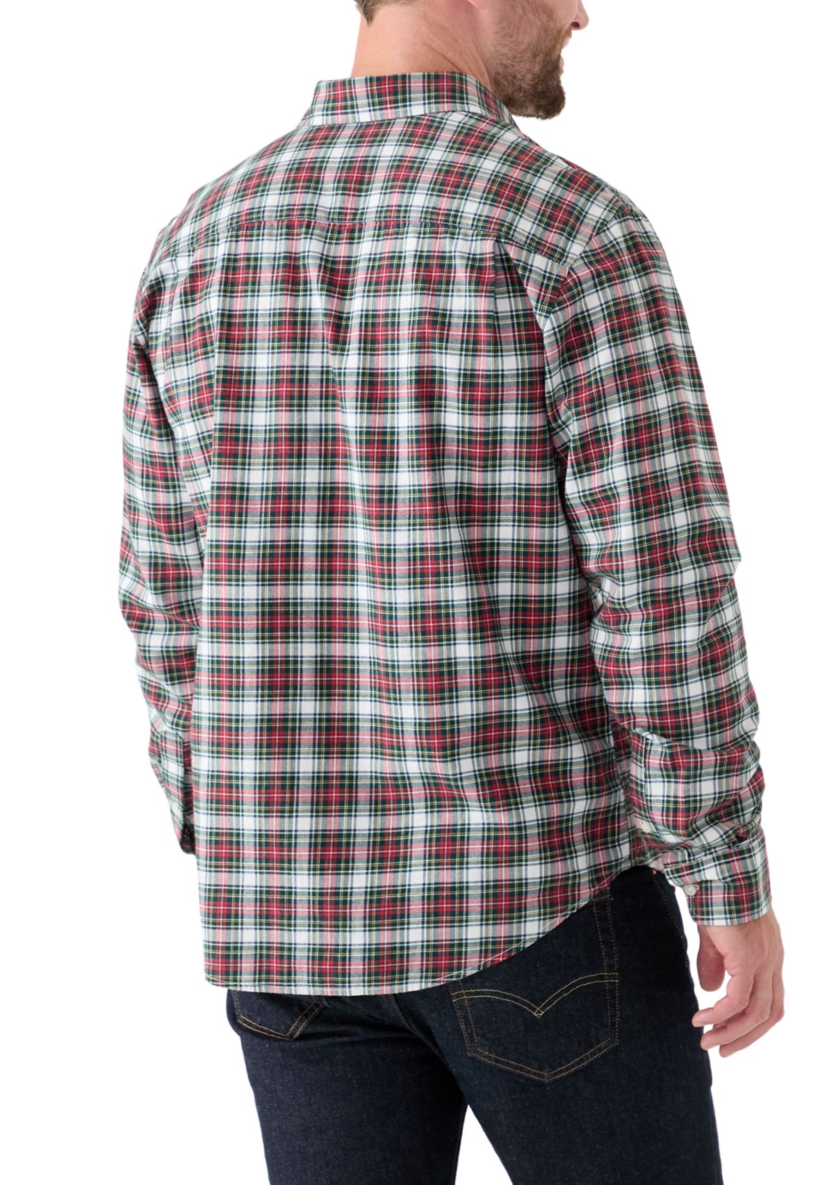 Long Sleeve Twill Plaid Shirt