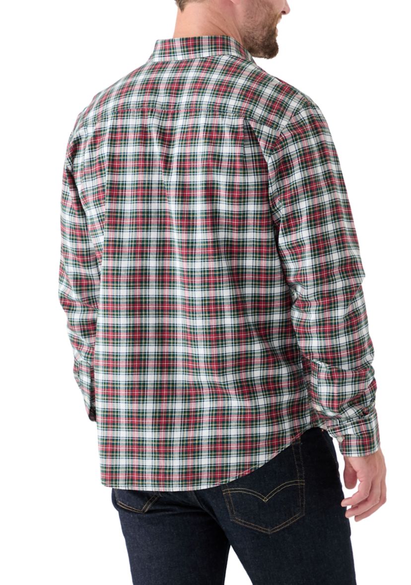 Long Sleeve Twill Plaid Shirt