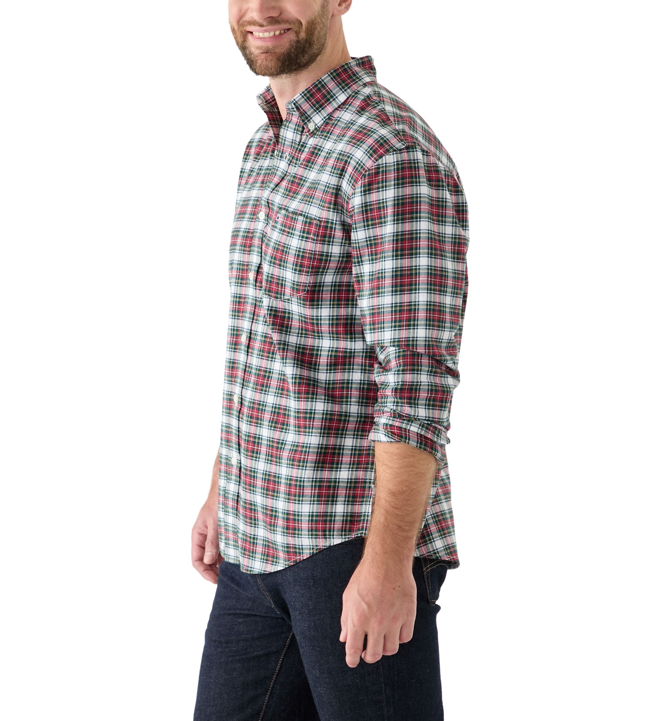 Long Sleeve Twill Plaid Shirt