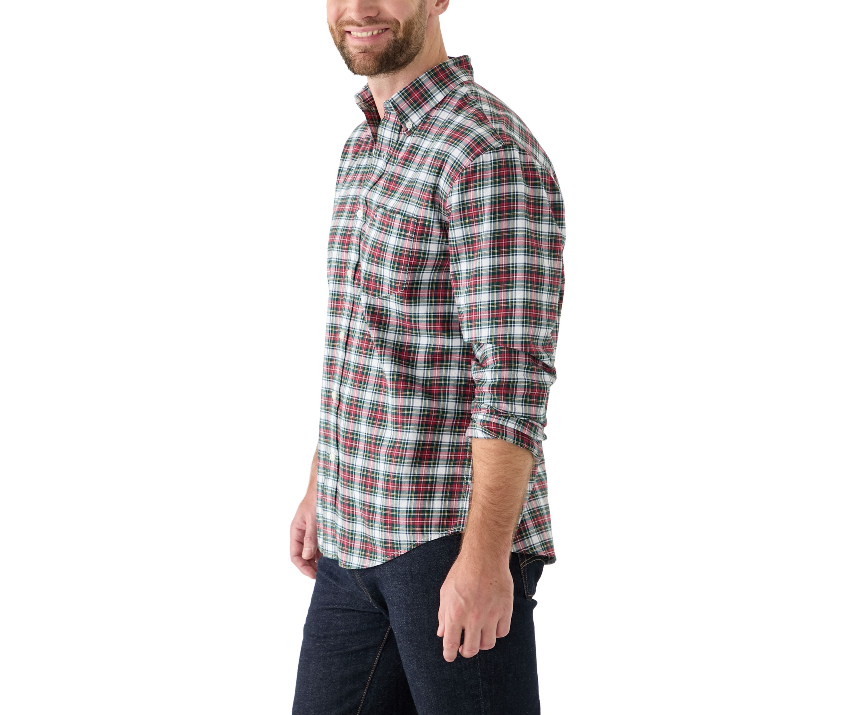 Long Sleeve Twill Plaid Shirt